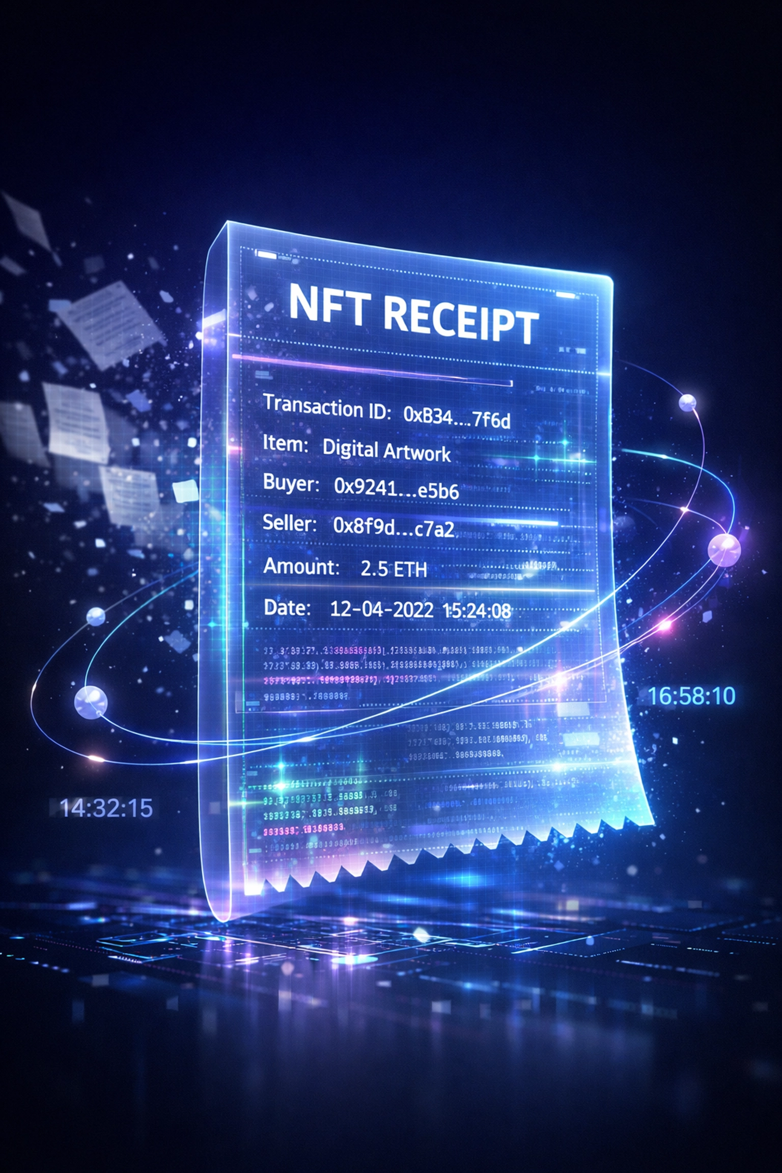 NFT receipt on blockchain for immutable transaction records and crypto accounting