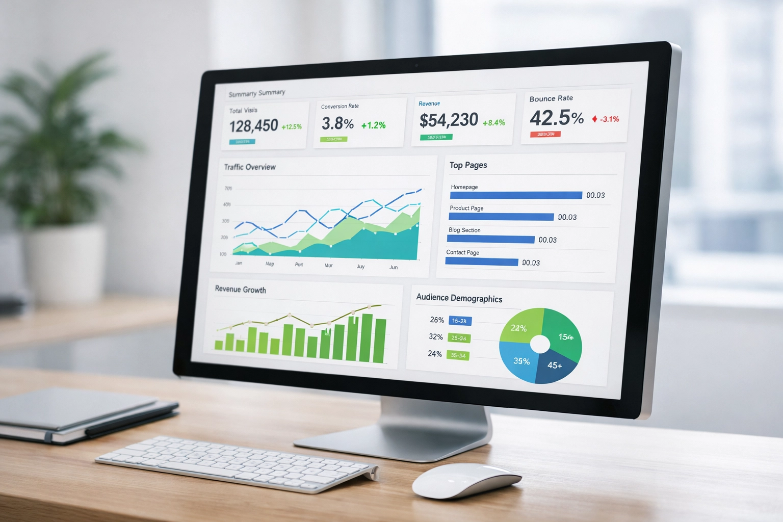 Analytics dashboard showing local SEO ranking reports and tracking metrics