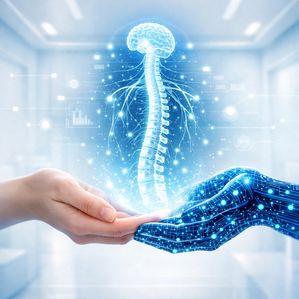 Digital collaboration between AI and healthcare providers for precise patient diagnostics and data management.