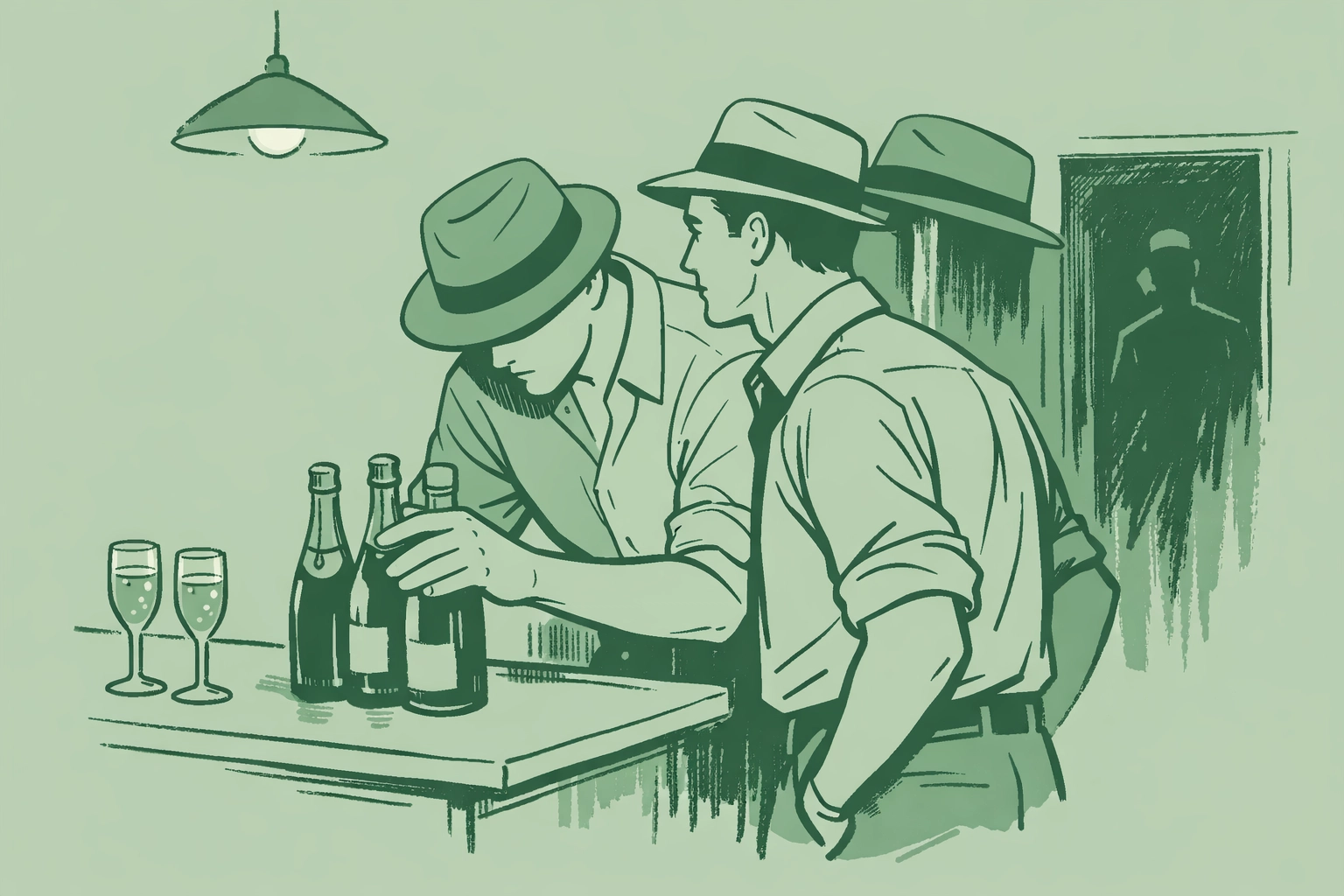 Gay couple uses champagne bottle codes for safety in secret 1950s underground bar