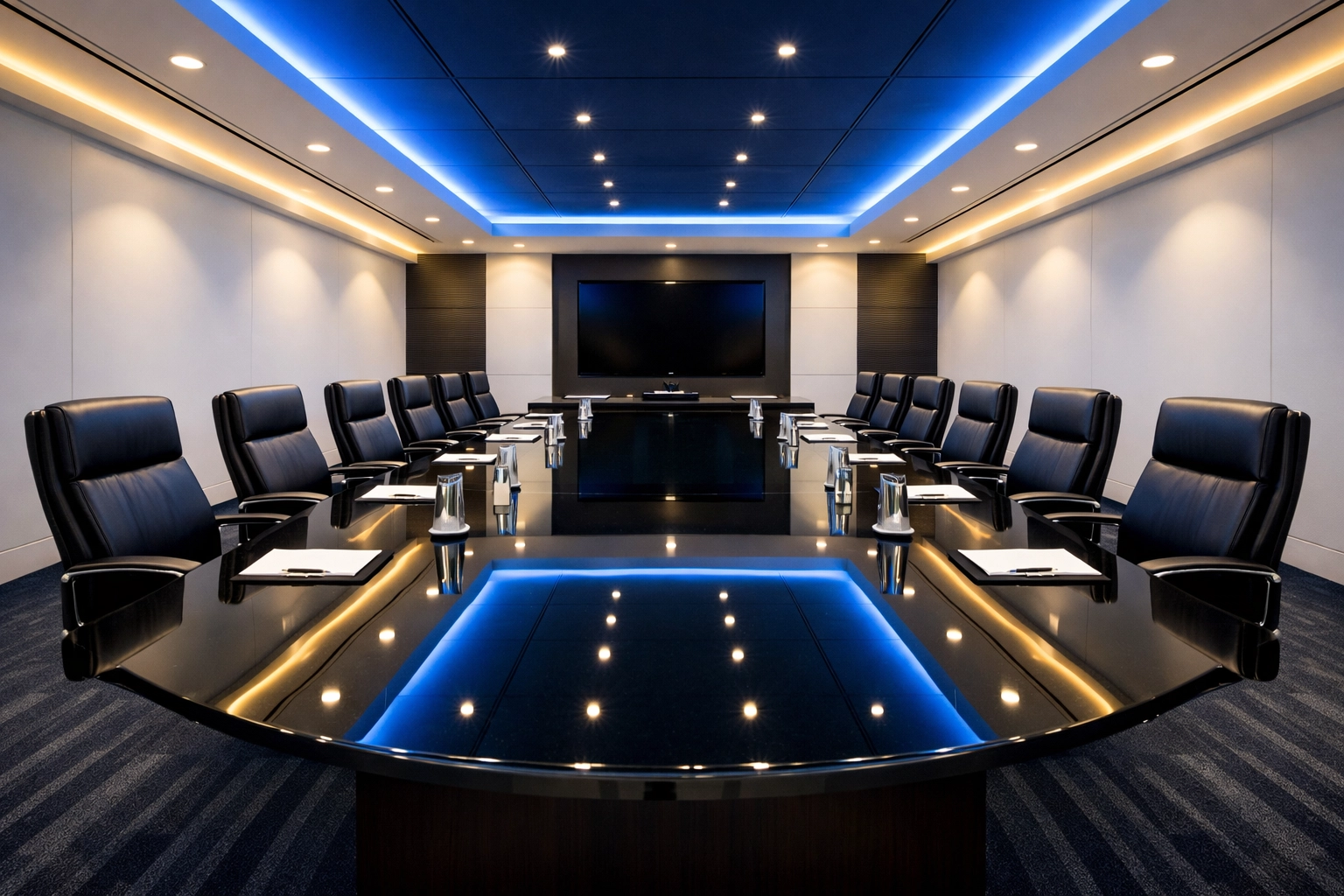 Immaculate corporate boardroom in Gardner, MA, following expert commercial cleaning and sanitization.