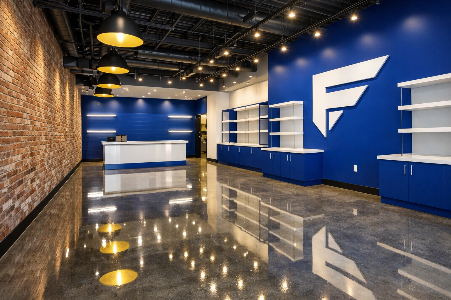 Immaculate renovated retail space showing expert post-construction commercial cleaning in Foxborough.