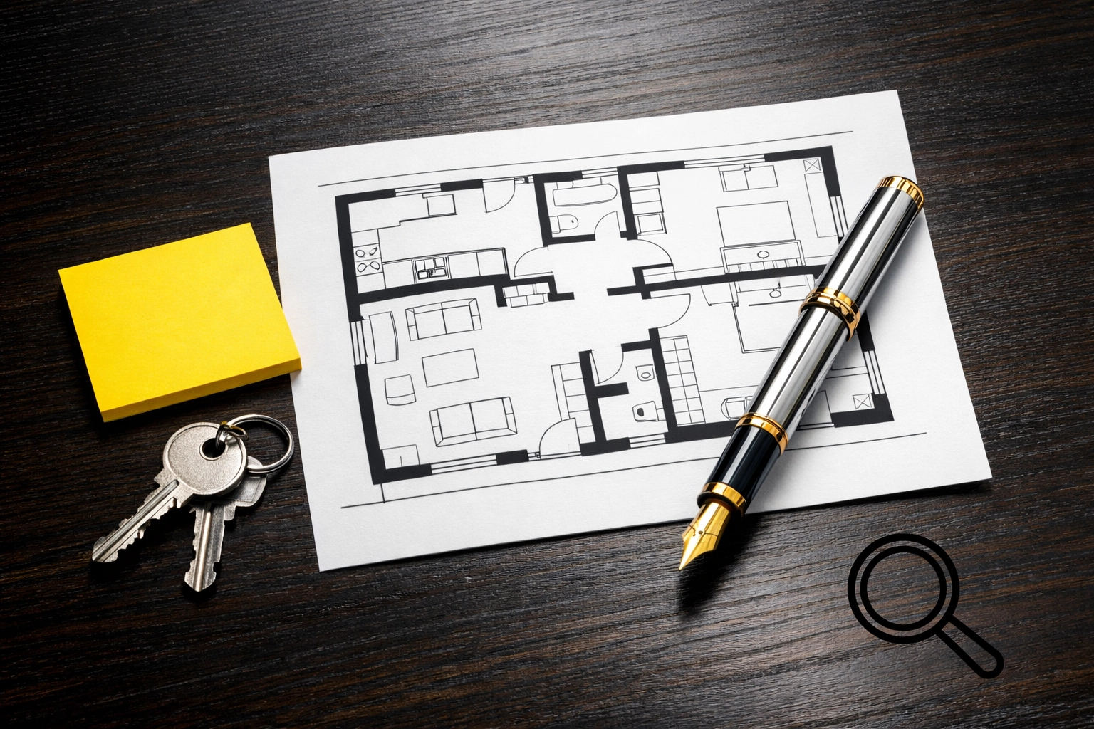 Floor plan and keys illustrating professional downsizing services Columbus Ohio and transition planning.