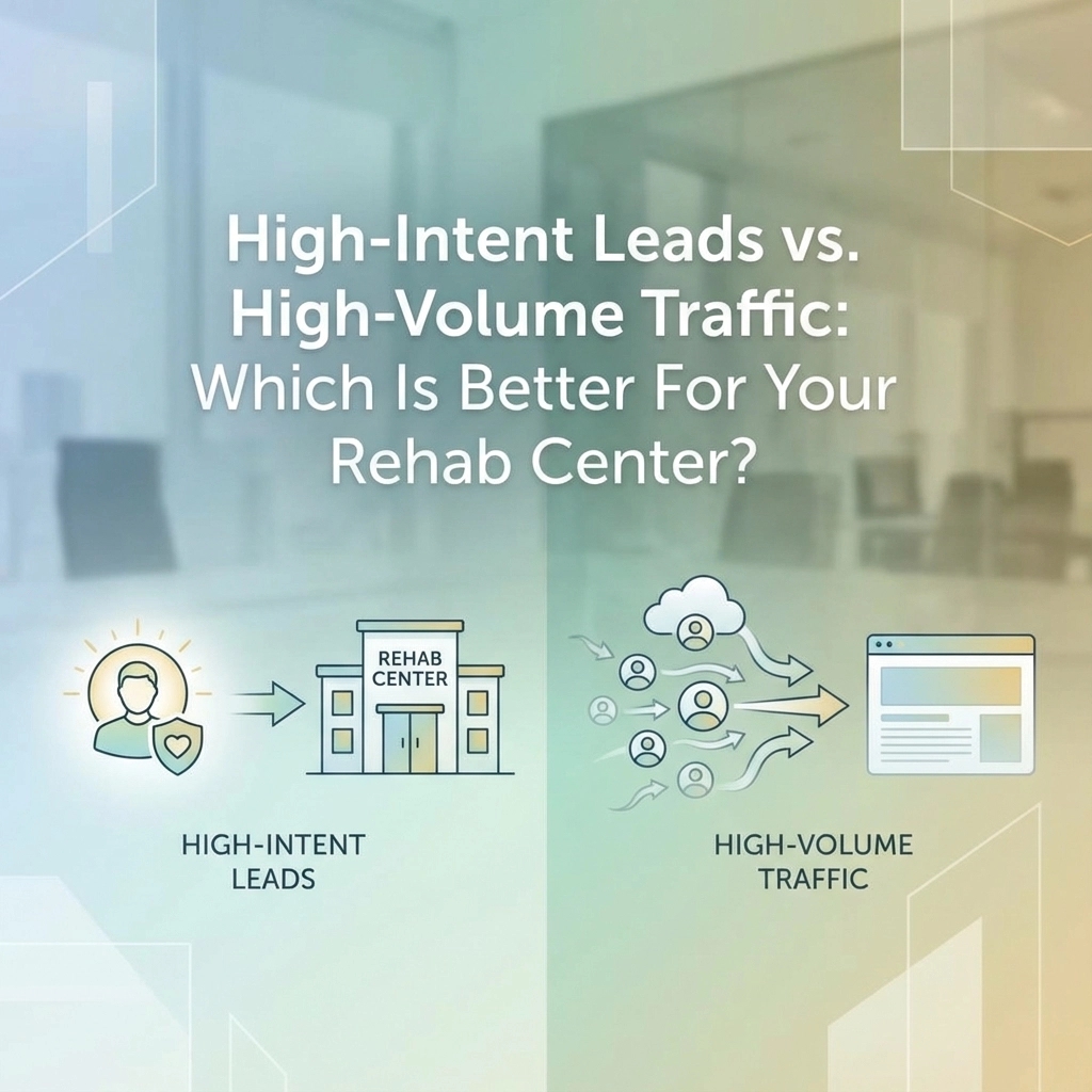 High-intent leads vs high-volume traffic comparison for rehab centers showing quality over quantity in digital marketing