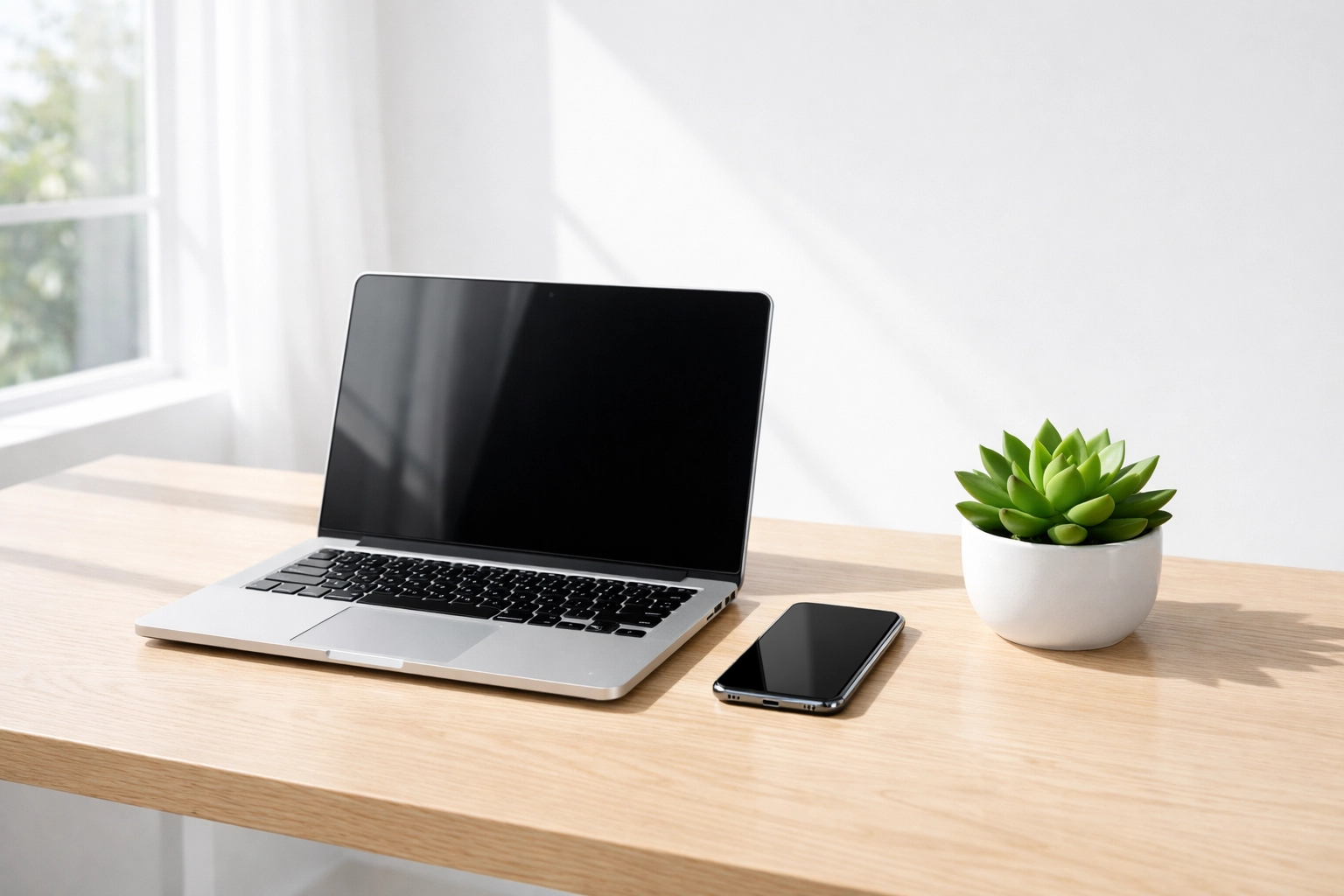 Modern desk with a laptop and phone highlighting mobile-first website design for small businesses.