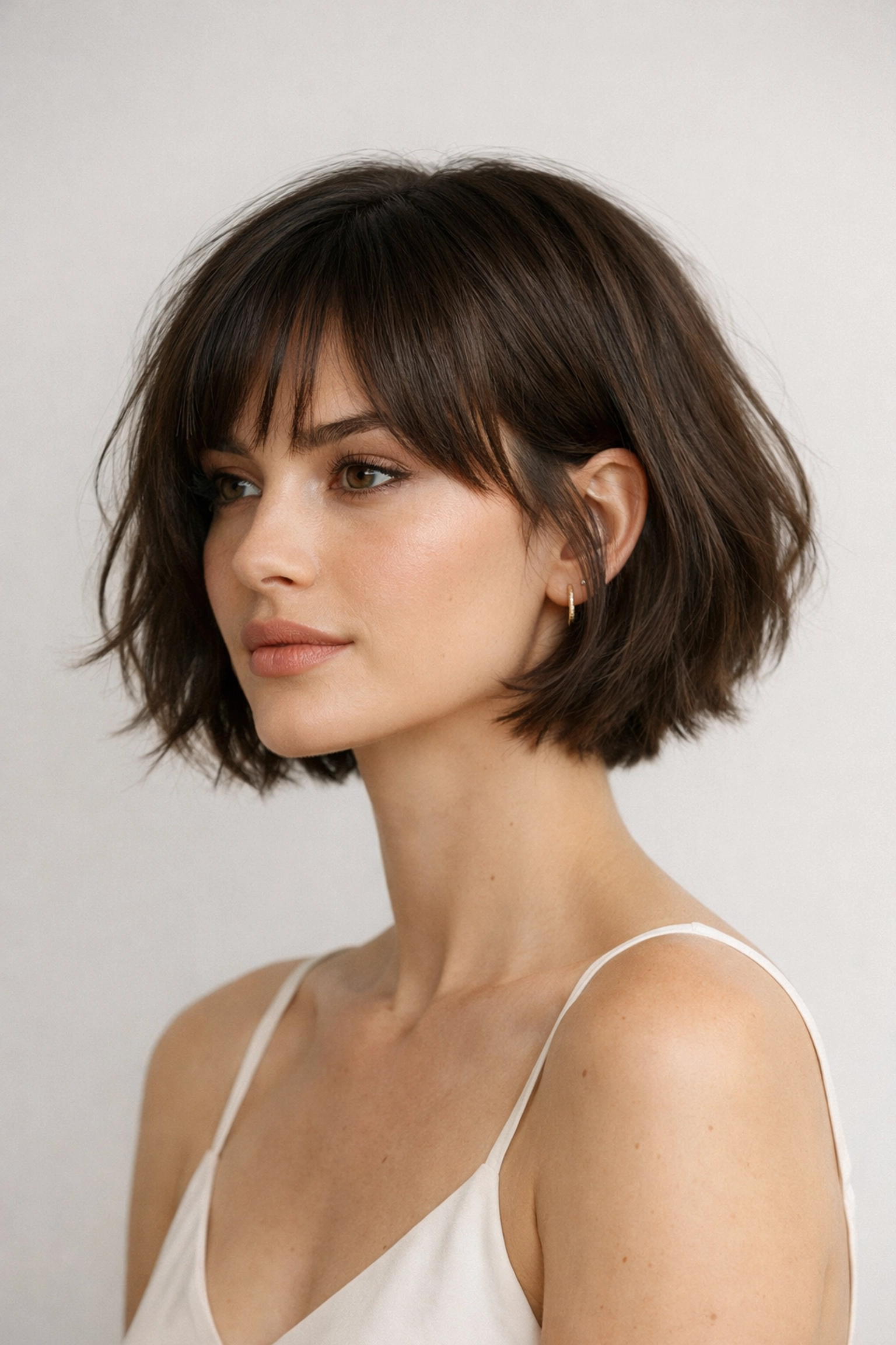 Chic textured French bob haircut styled at a professional hair salon in Concord NH.