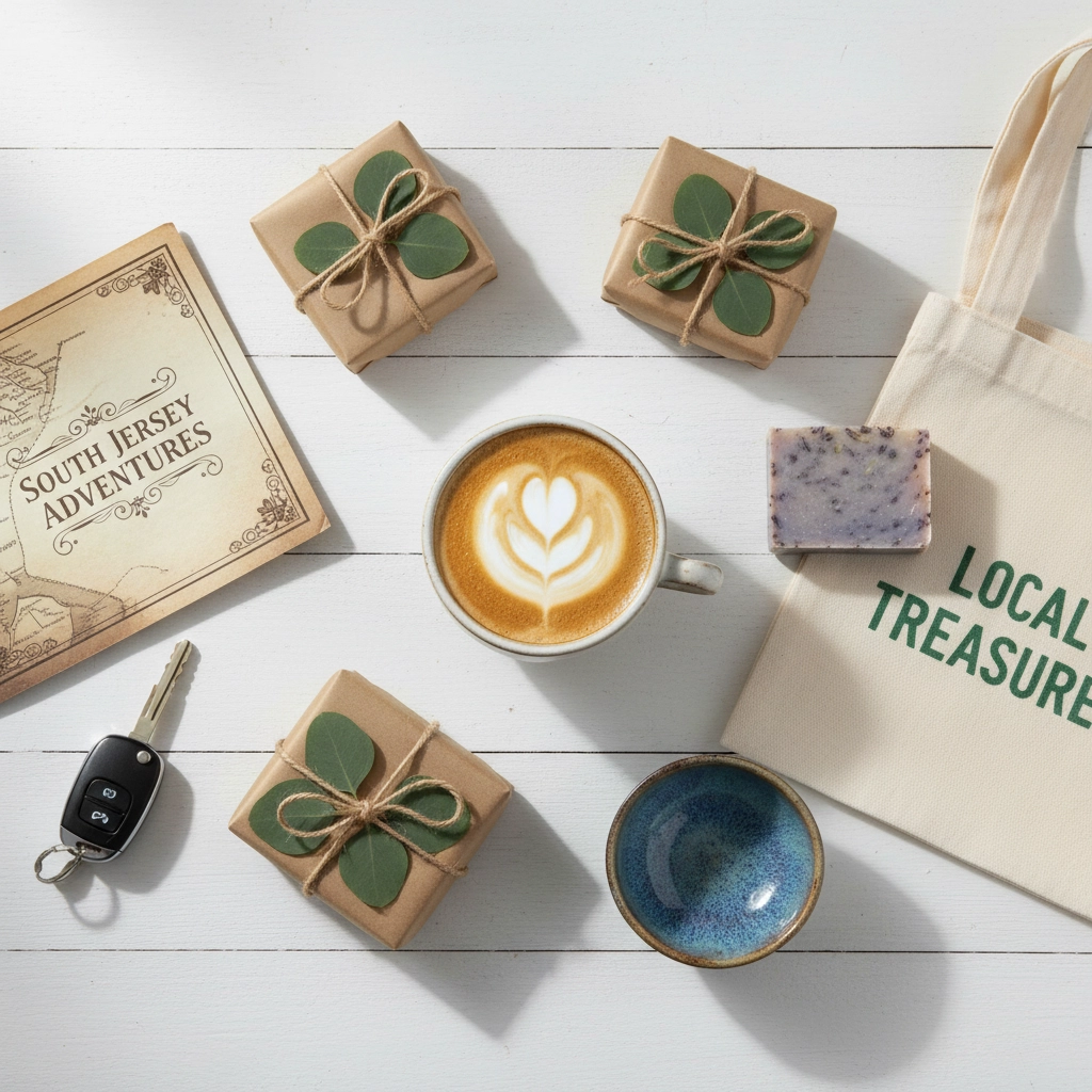 A diverse group of shoppers enjoying a vibrant downtown area in South Jersey, illustrating the community spirit of local shopping.