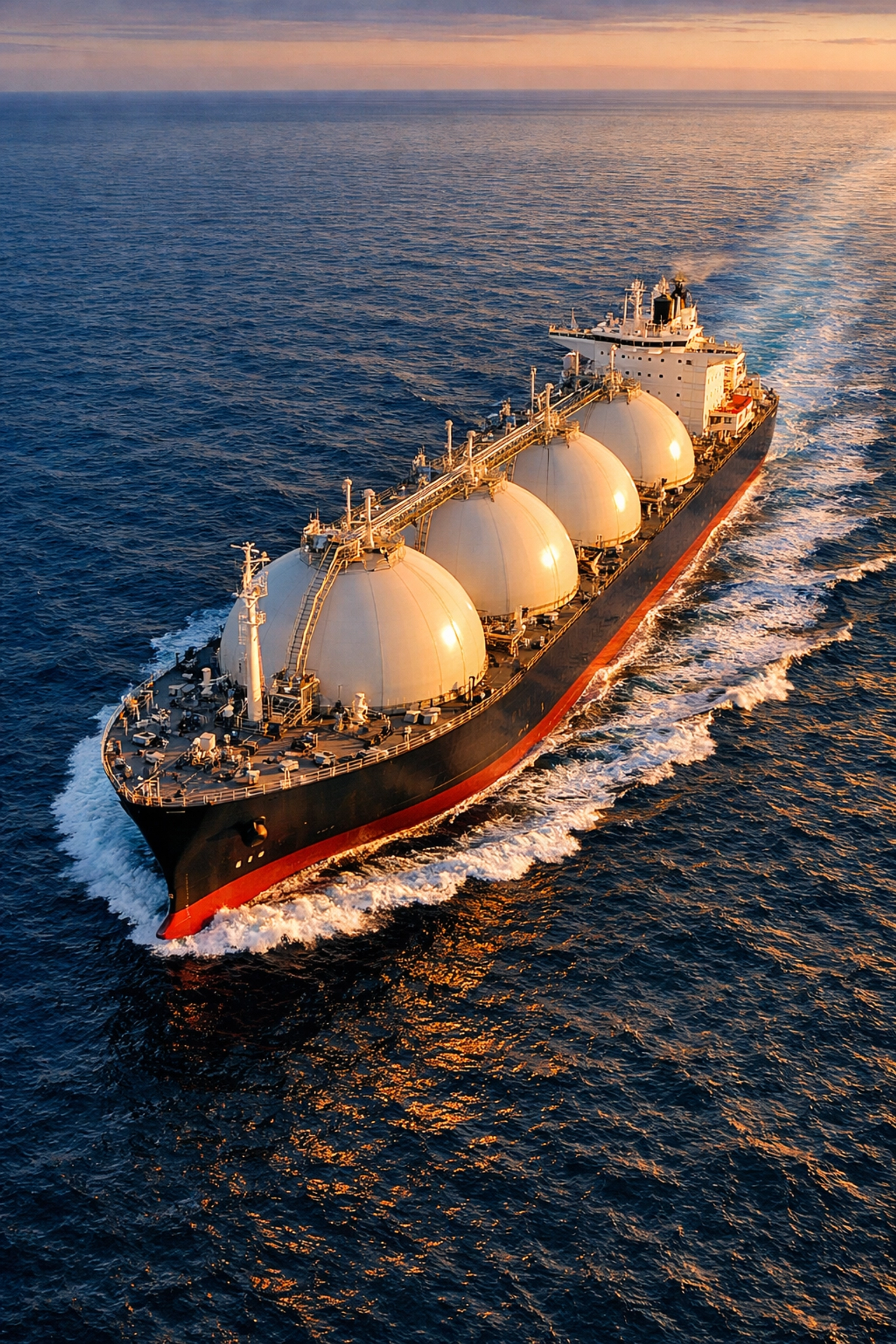 Modern LNG carrier vessel at sea representing global energy transport and American natural gas export growth.