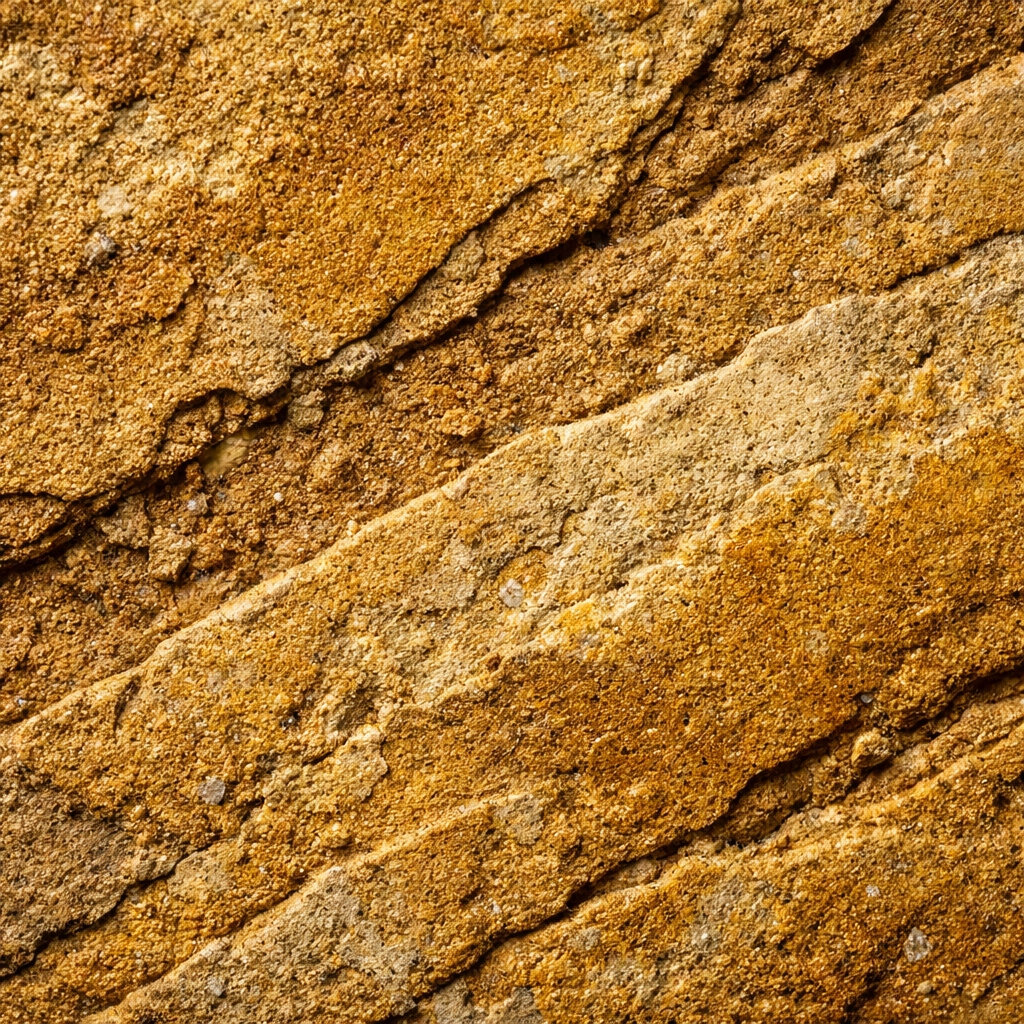 Close-up of Roman Yellow Flexible Natural Stone™ showing granular mineral texture and surface durability.
