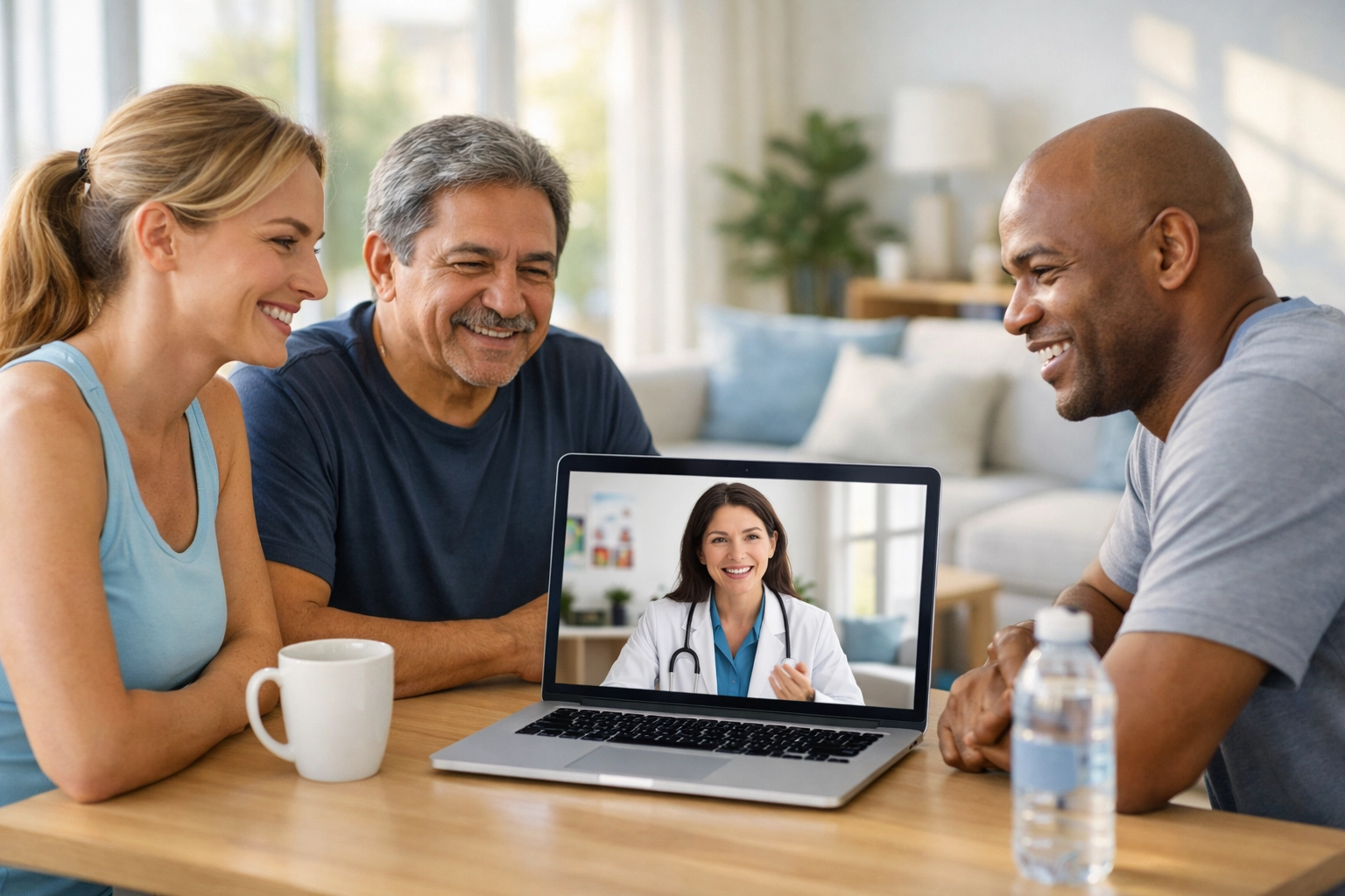 California resident having virtual telemedicine consultation for weight loss treatment at home