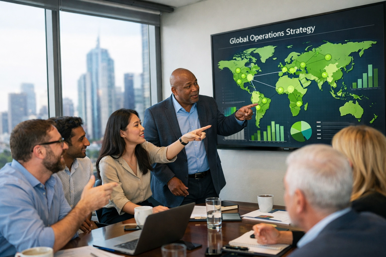 Strategy team reviewing global ITAM compliance and KPIs using ServiceNow consulting services.