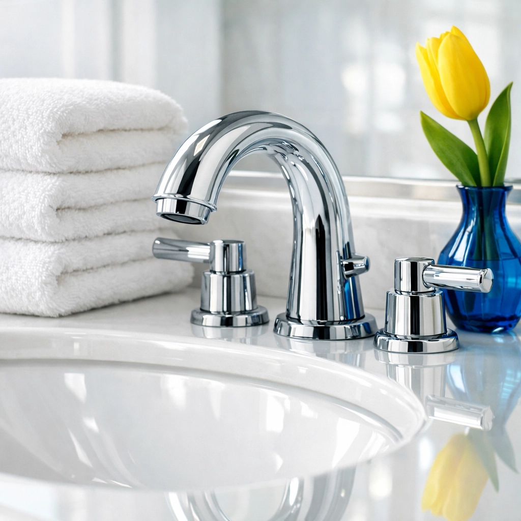 Detailed view of a spotless bathroom vanity cleaned by a professional Leominster house cleaning team.