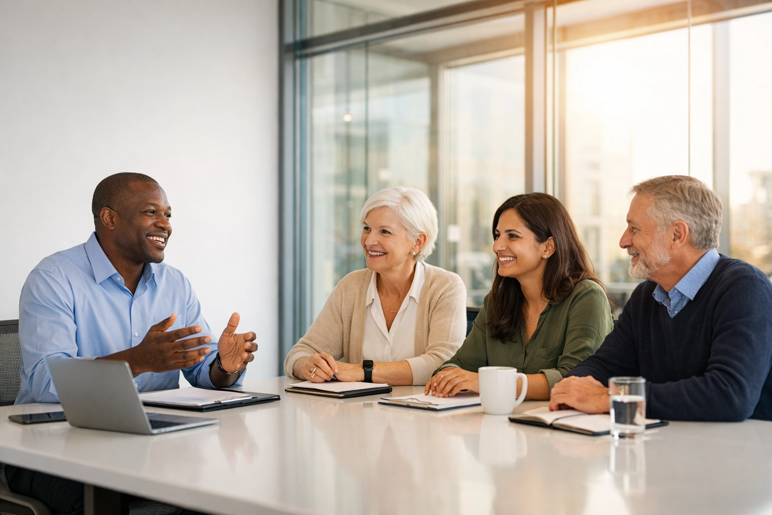 Nonprofit leadership team meeting to discuss proactive financial strategy and 2025 compliance goals.