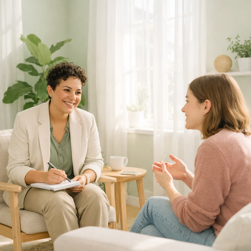 Affirming LGBTQ+ therapist in a welcoming Georgia office providing safe mental health support.
