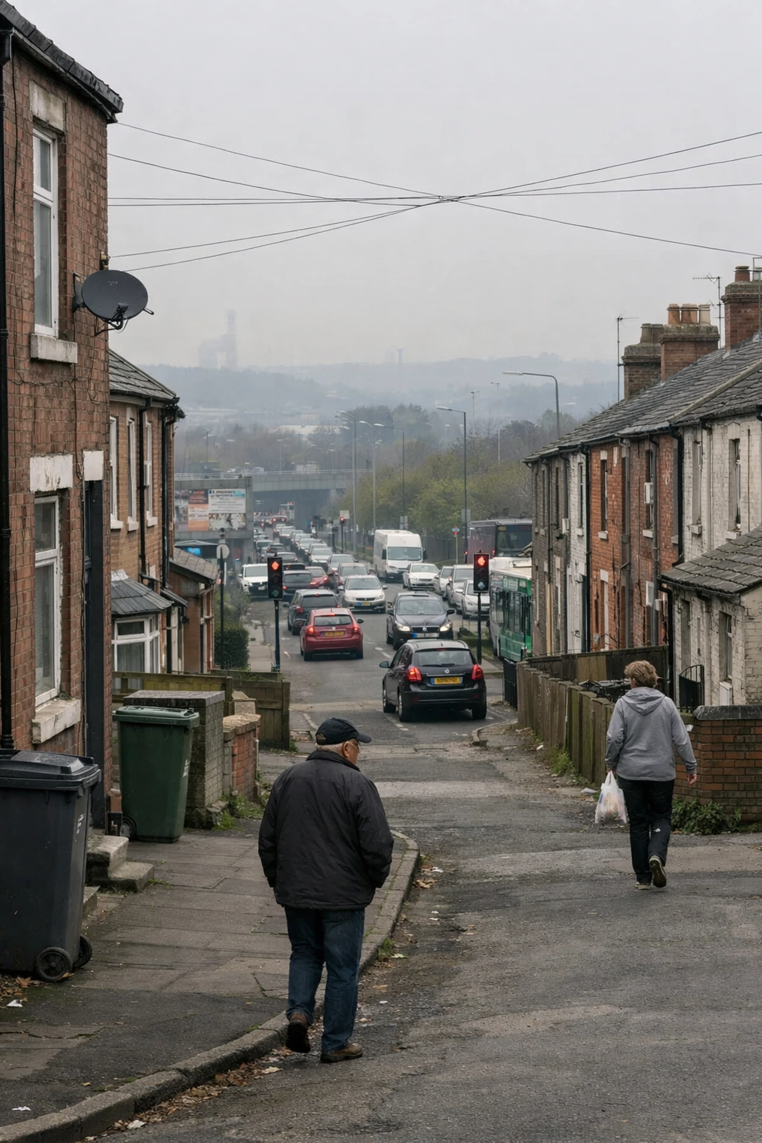 UK terraced housing showing social determinants affecting respiratory health outcomes