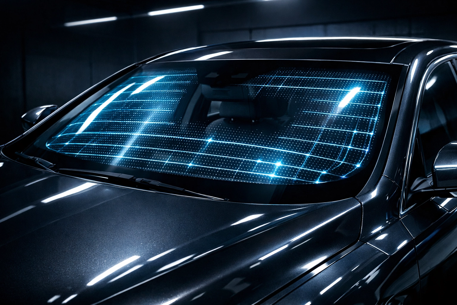 Why Does a Windshield Replacement Quote Vary? 5 Factors That Drive the Price High-end vehicle windshield with specialized heating filaments impacting auto glass replacement cost.