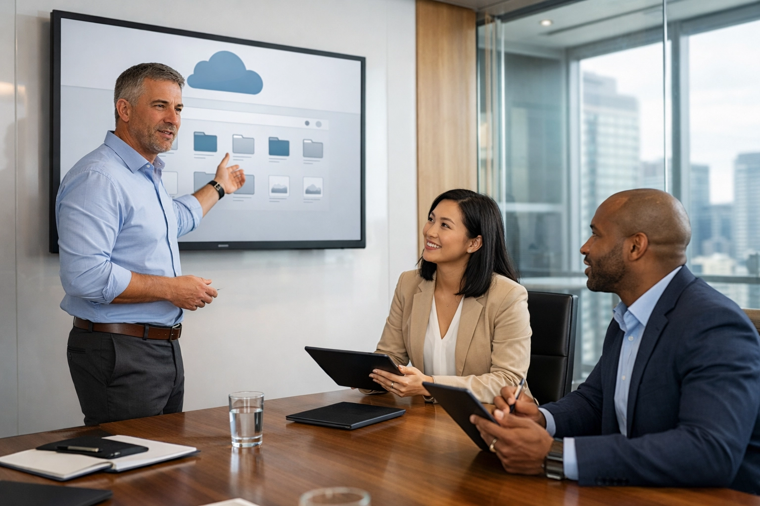 Dakdan Worldwide strategic consultants collaborating on cloud storage solutions and media workflow optimization.