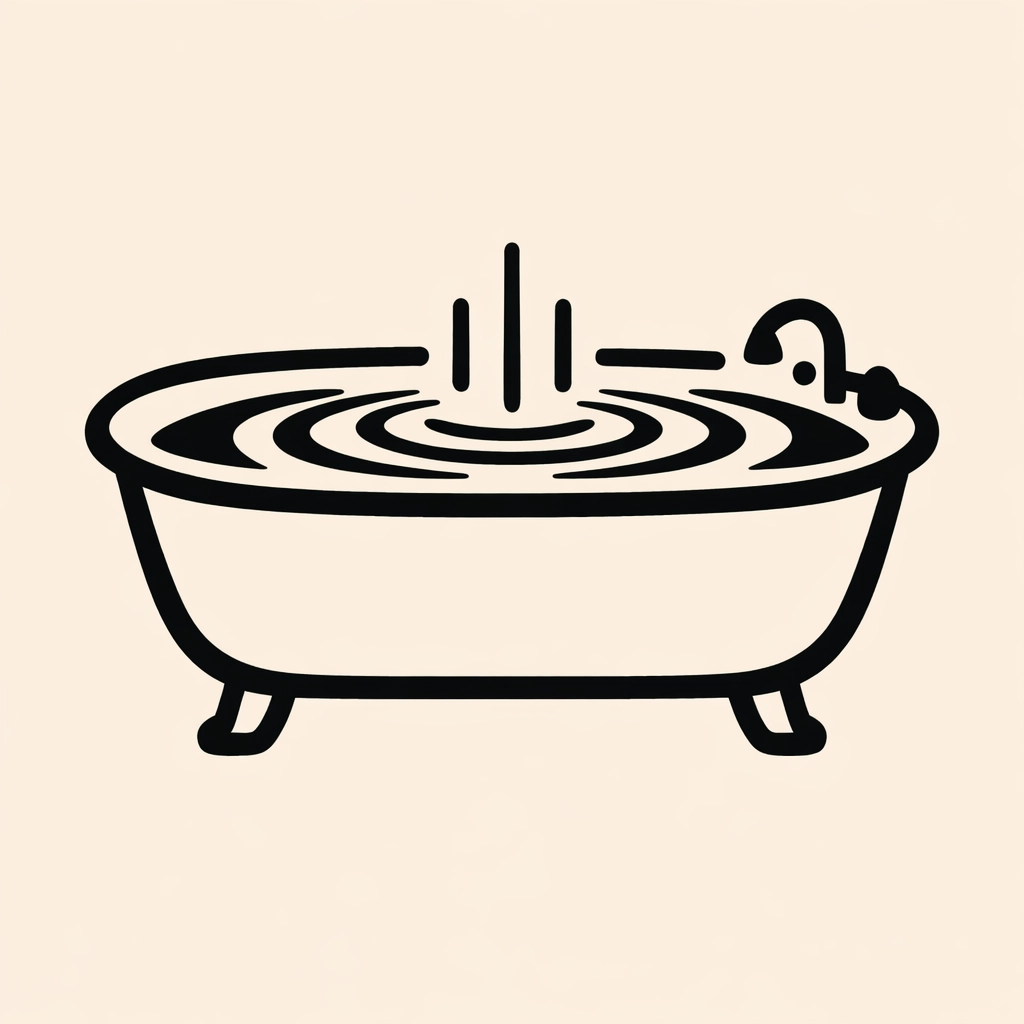 Simple drawing of a backed-up bathtub showing a 24/7 emergency plumber Sarasota situation.