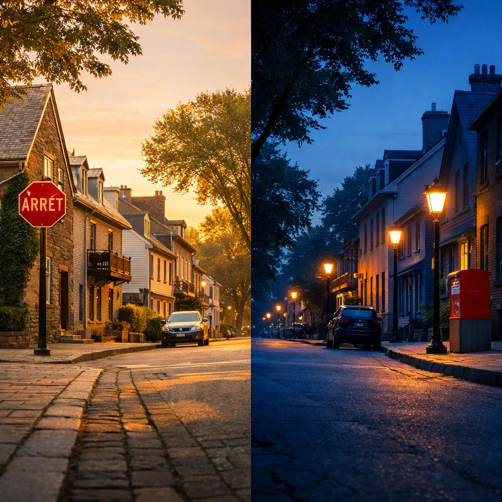 Quartier résidentiel de Québec à différents moments pour analyser le secteur