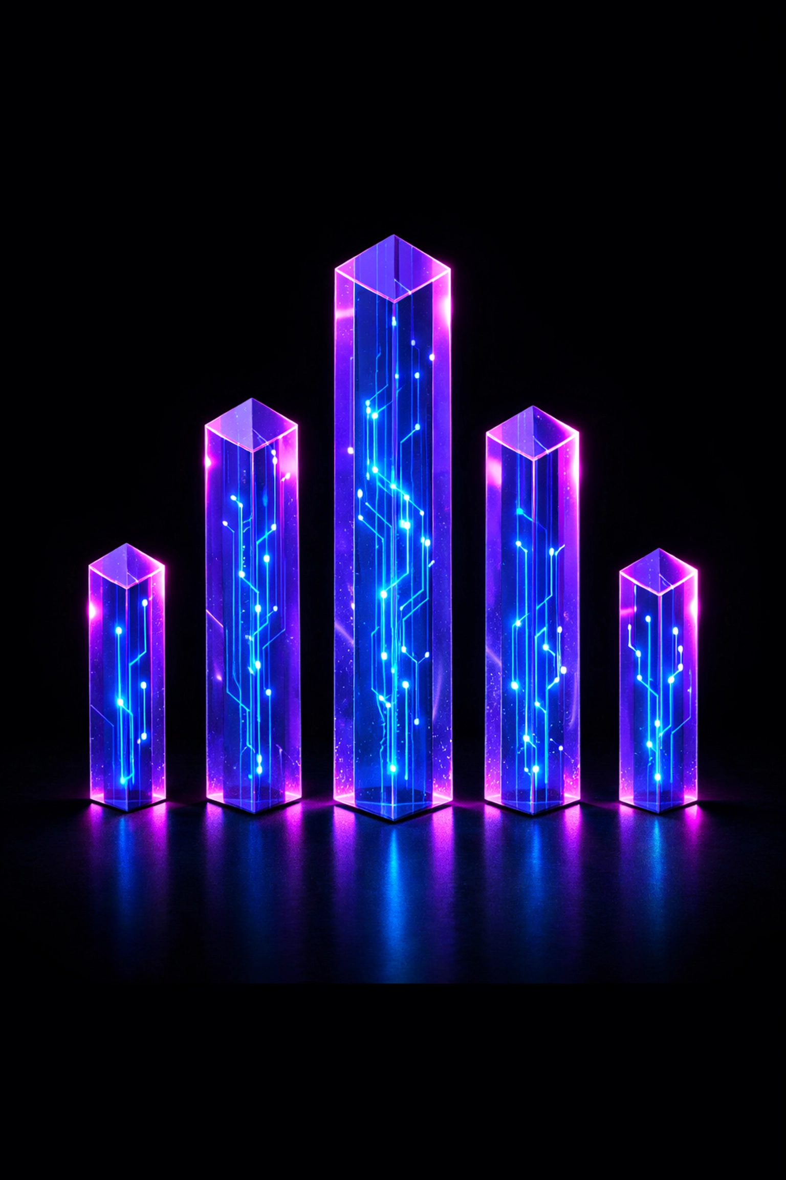 Five glowing pillars representing the essential pillars of professional SEO services for digital marketing.
