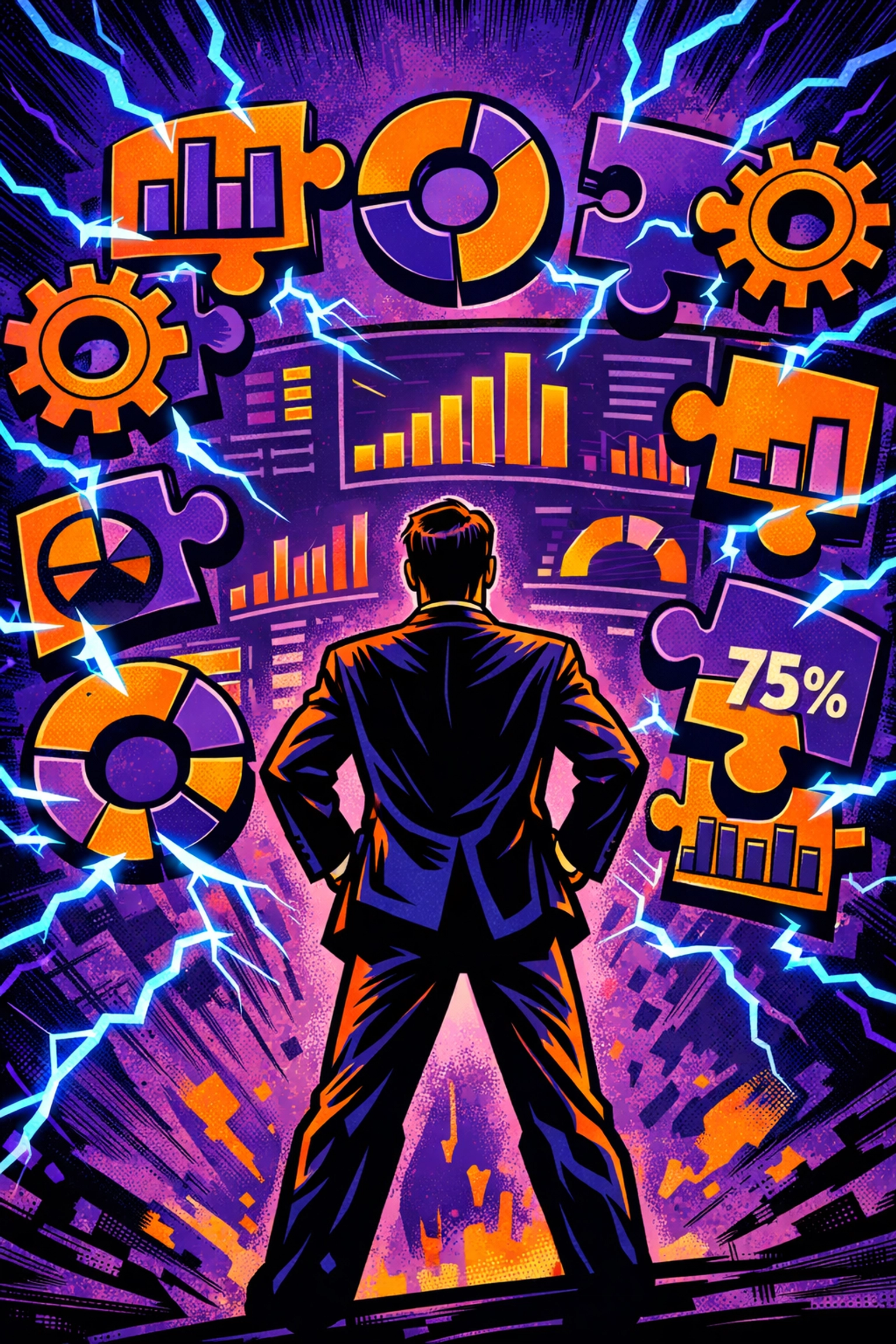 Visionary leader using business automation tools to aggregate data and track project progress.