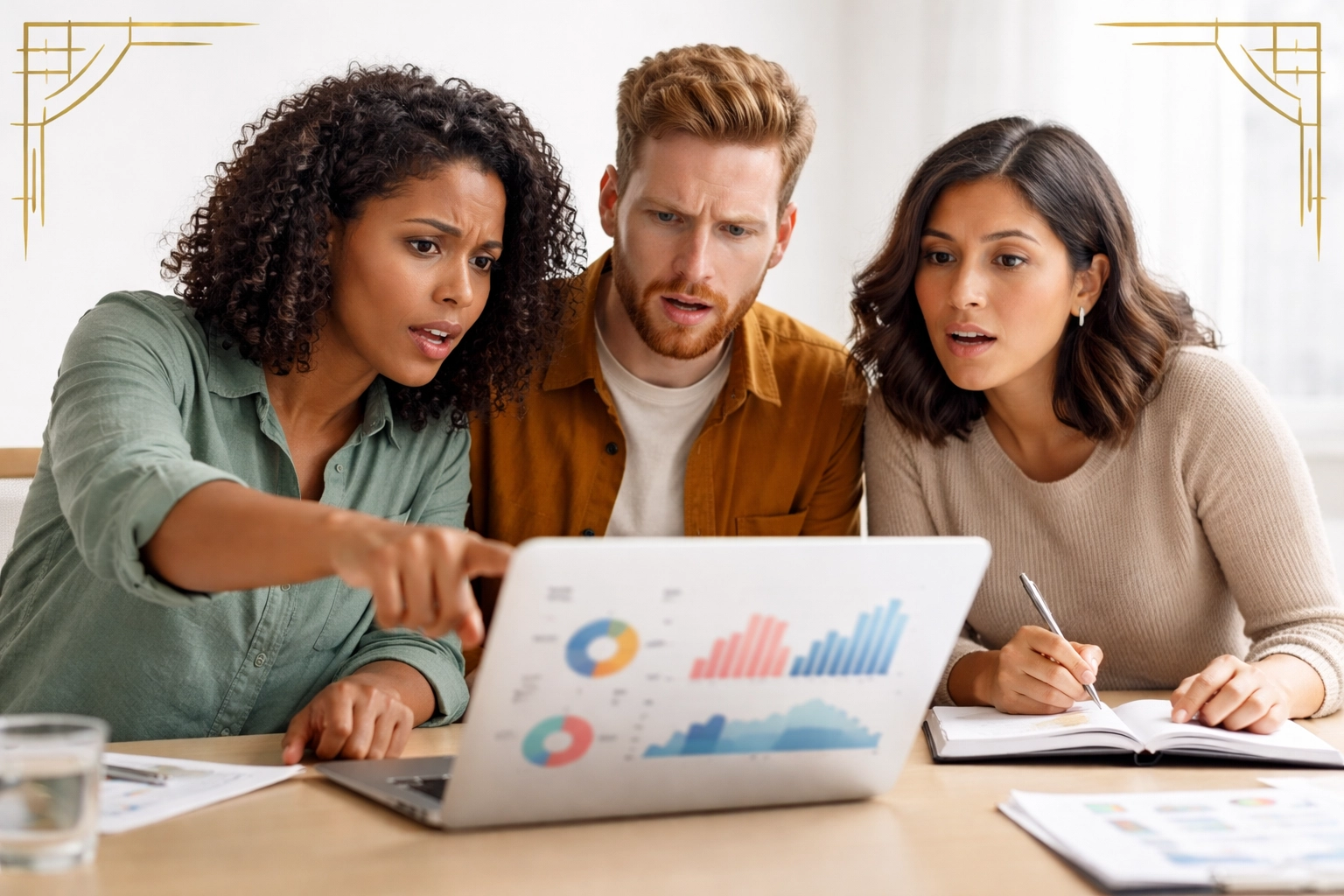 Small business team learns new HR technology together, highlighting the importance of employee training in AI adoption.