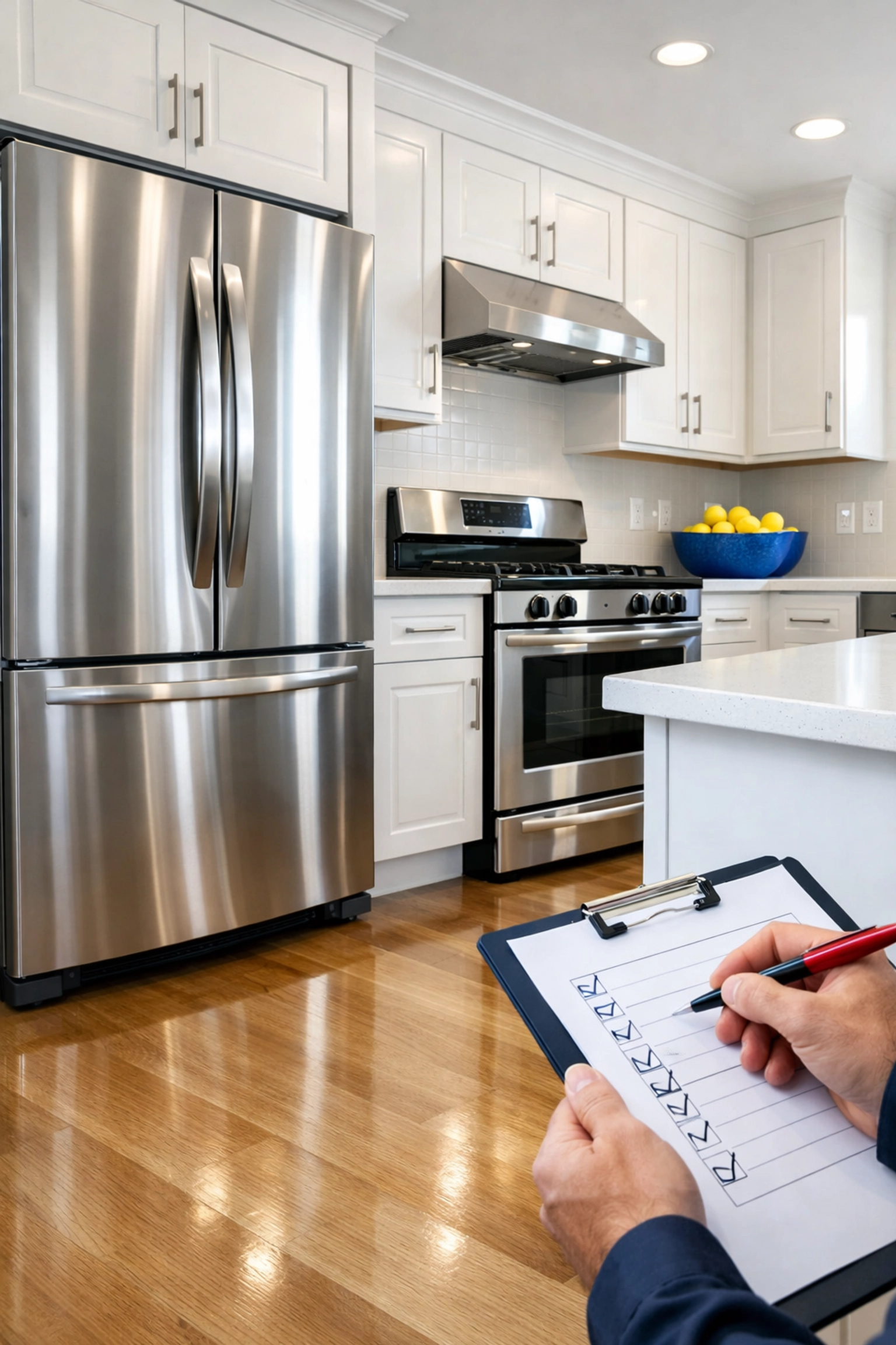 Gleaming stainless steel kitchen appliances following a professional Boston apartment move-out cleaning session.