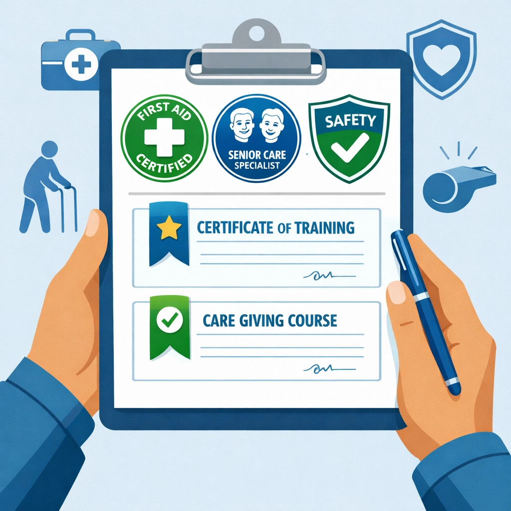 Professional caregiver certifications and training qualifications for home healthcare