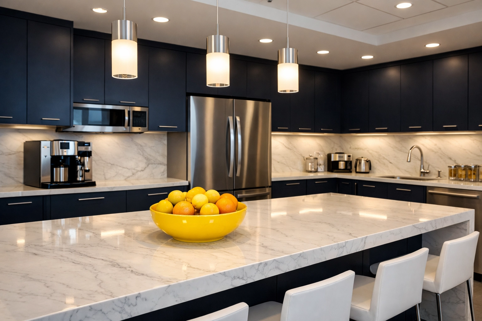 Hygienic and modern office breakroom in Melrose maintained by professional commercial cleaning services.