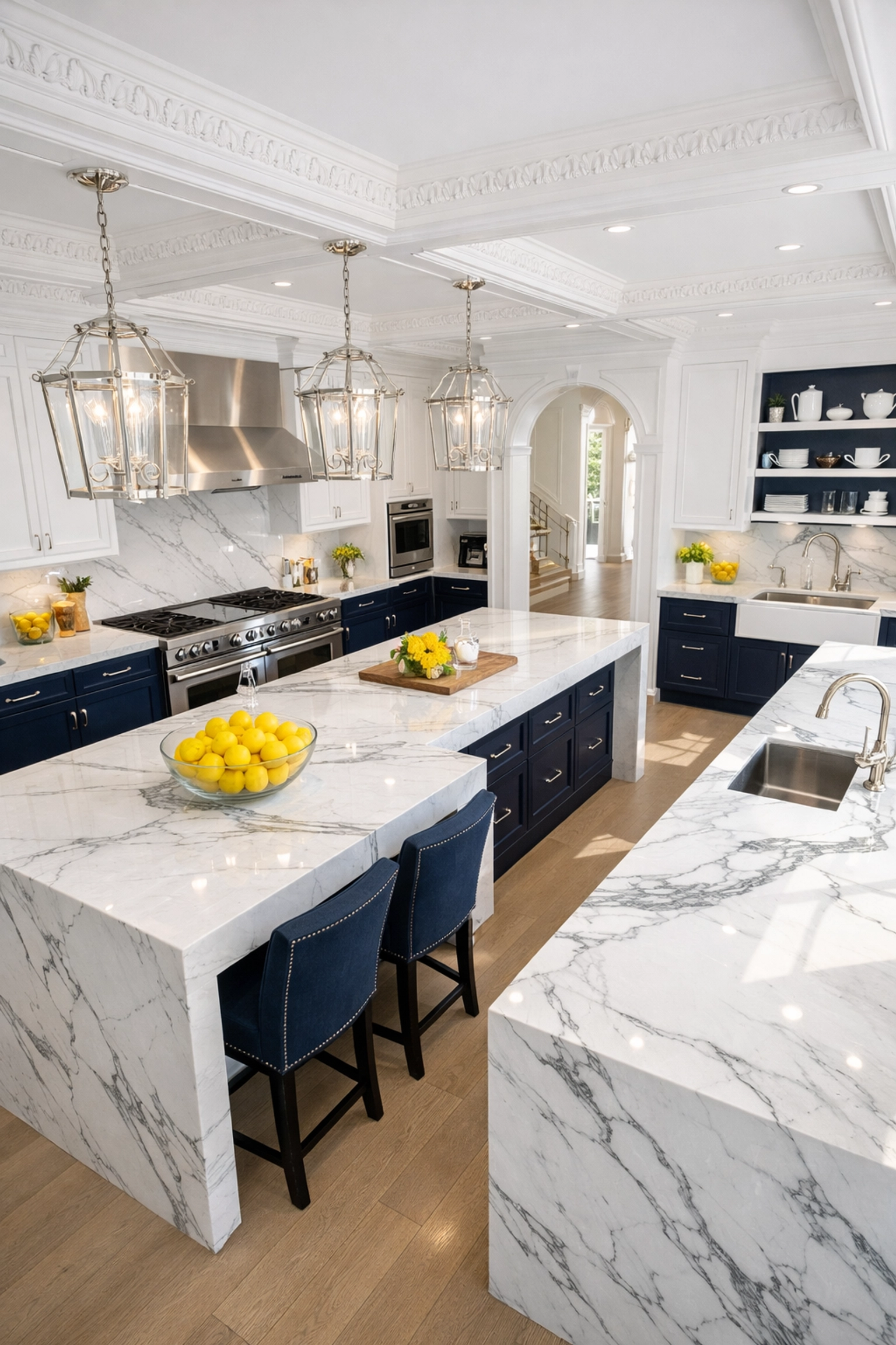 Spotless luxury kitchen in a Dover estate after professional residential cleaning Massachusetts services.