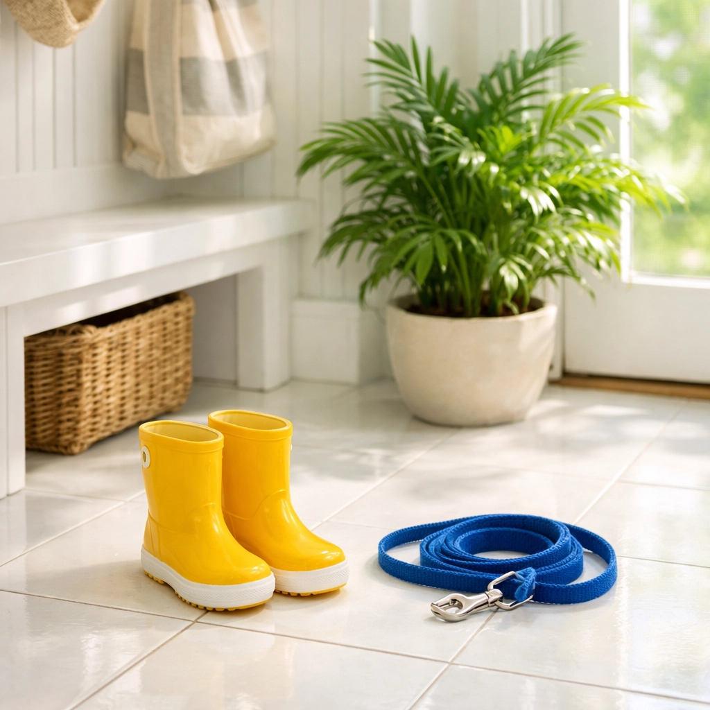 Clean Lexington mudroom featuring eco-friendly house cleaning results for a healthy, non-toxic home environment.