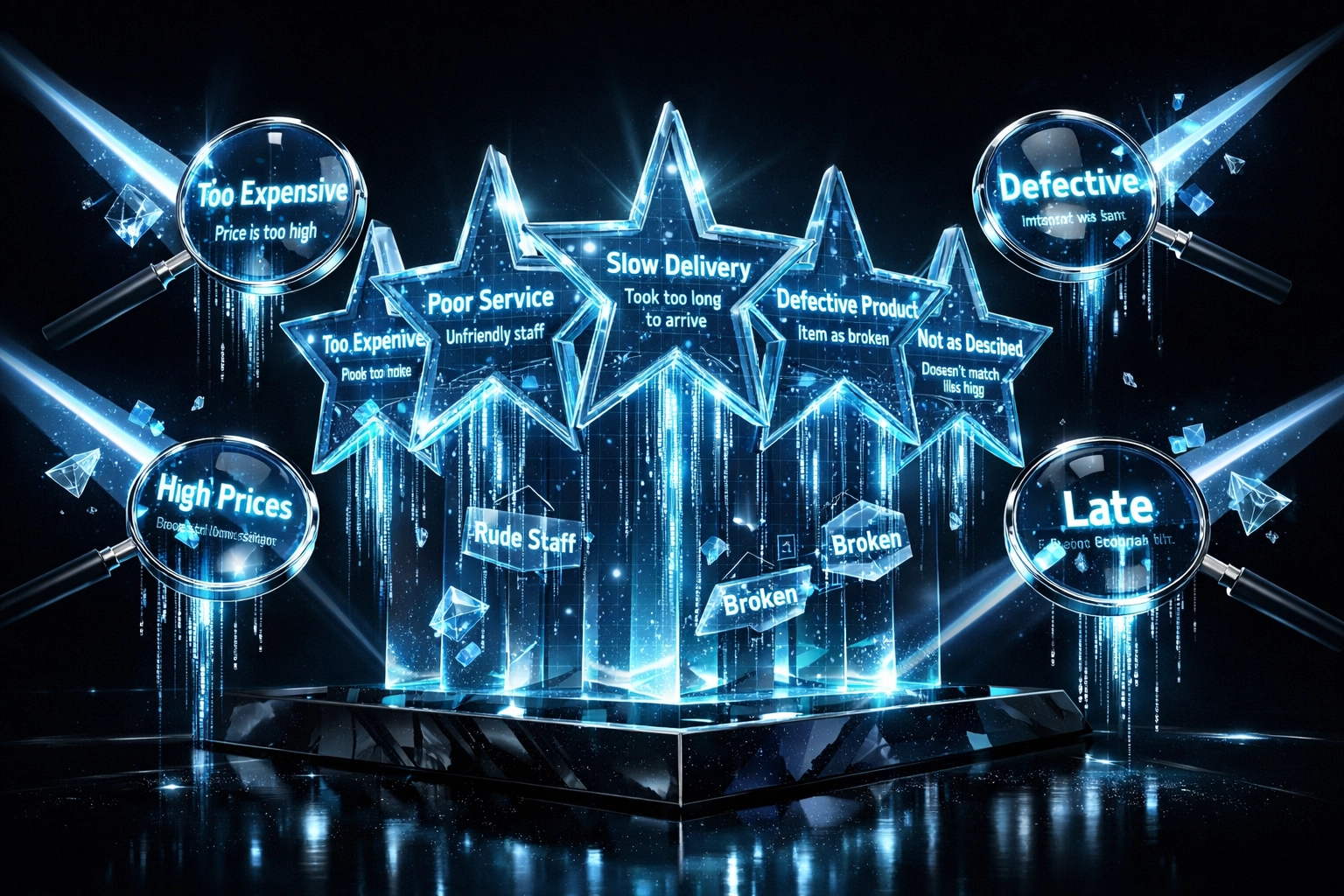 Five-star rating monument with customer review insights for competitor intelligence research