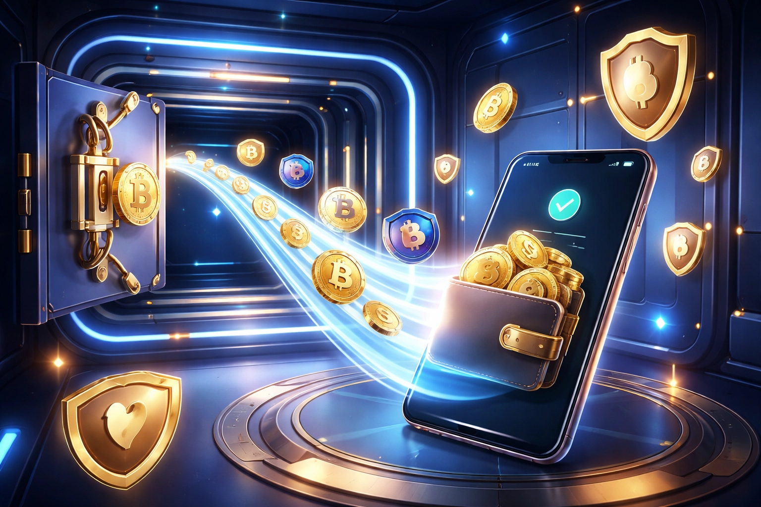 Secure crypto wallet illustrating self-custody for Web3 payments and direct merchant control with Larecoin.