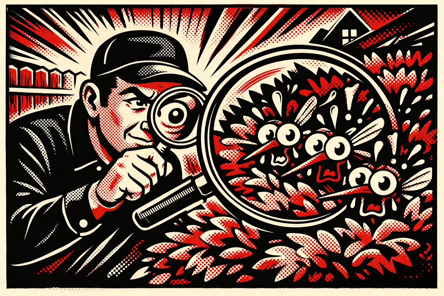 Pest X expert performing a detailed backyard inspection for mosquito treatment in Walker County.