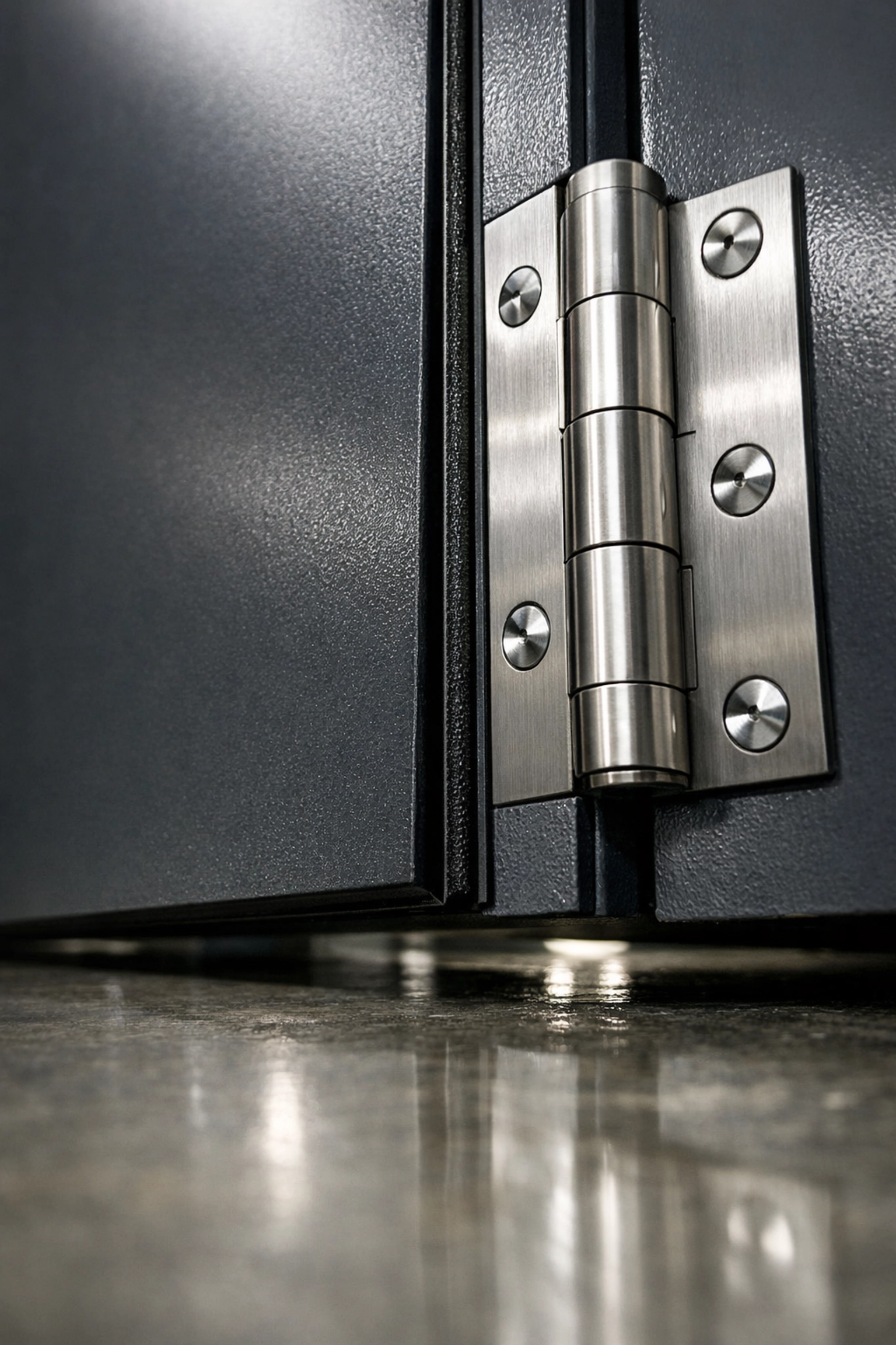 Detailed view of fire door seals and hinges during a professional fire door inspection for building safety.