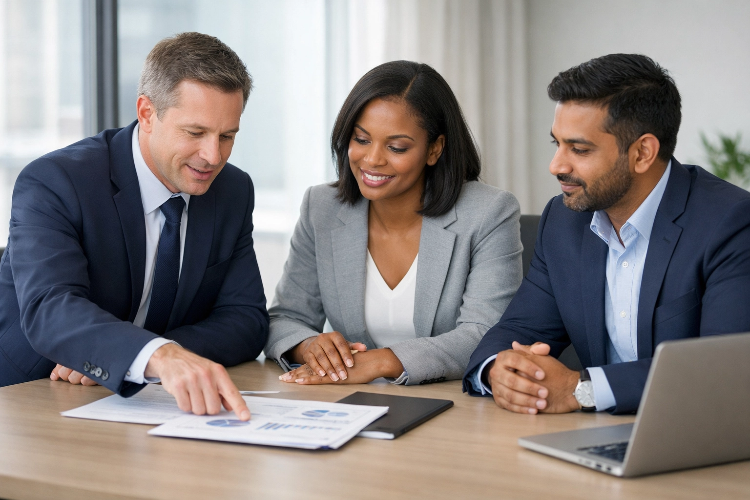 Business broker team meeting to discuss Mississippi business sale strategy