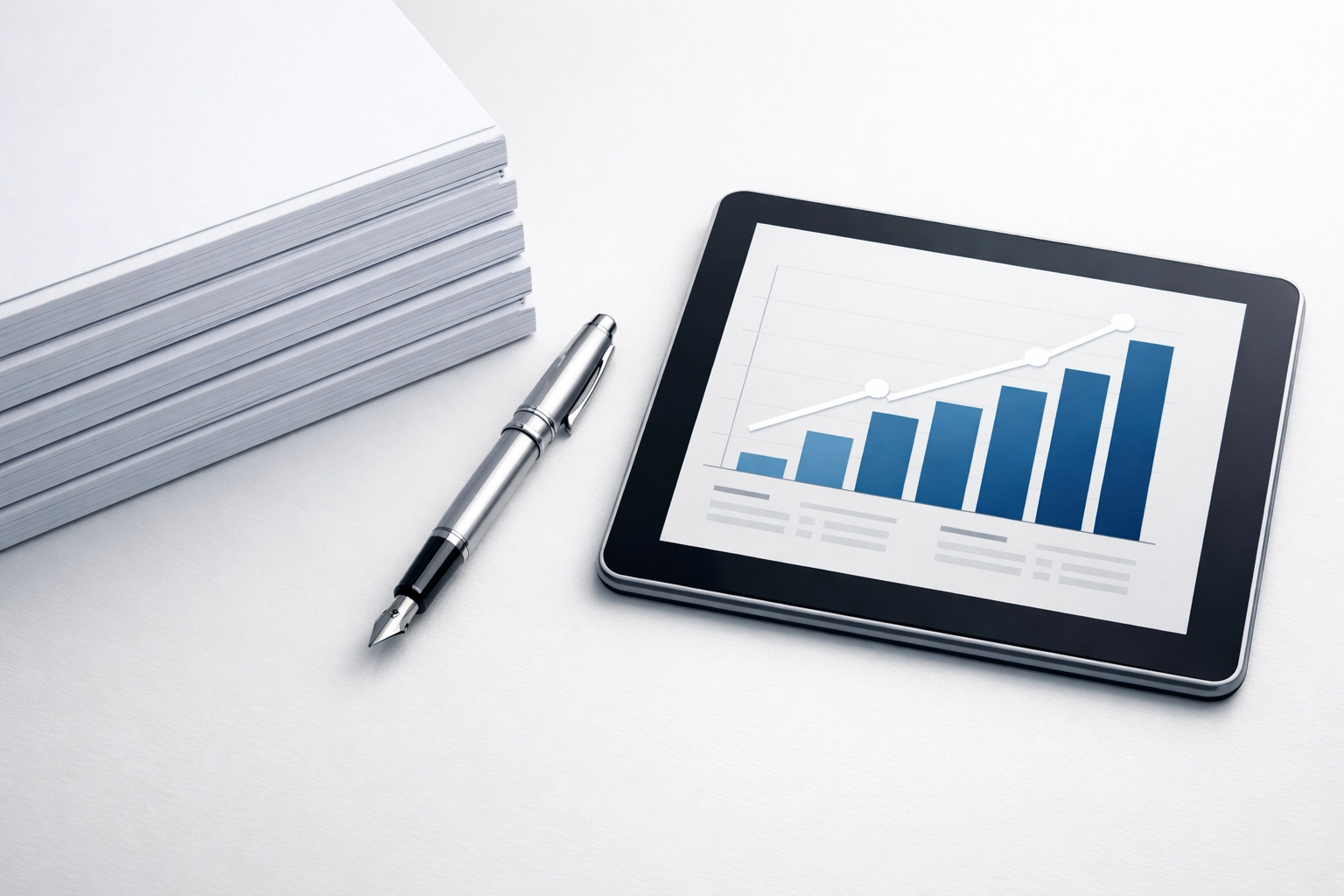 Professional financial ledgers and a growth chart representing clean bookkeeping for an Alabama business sale.