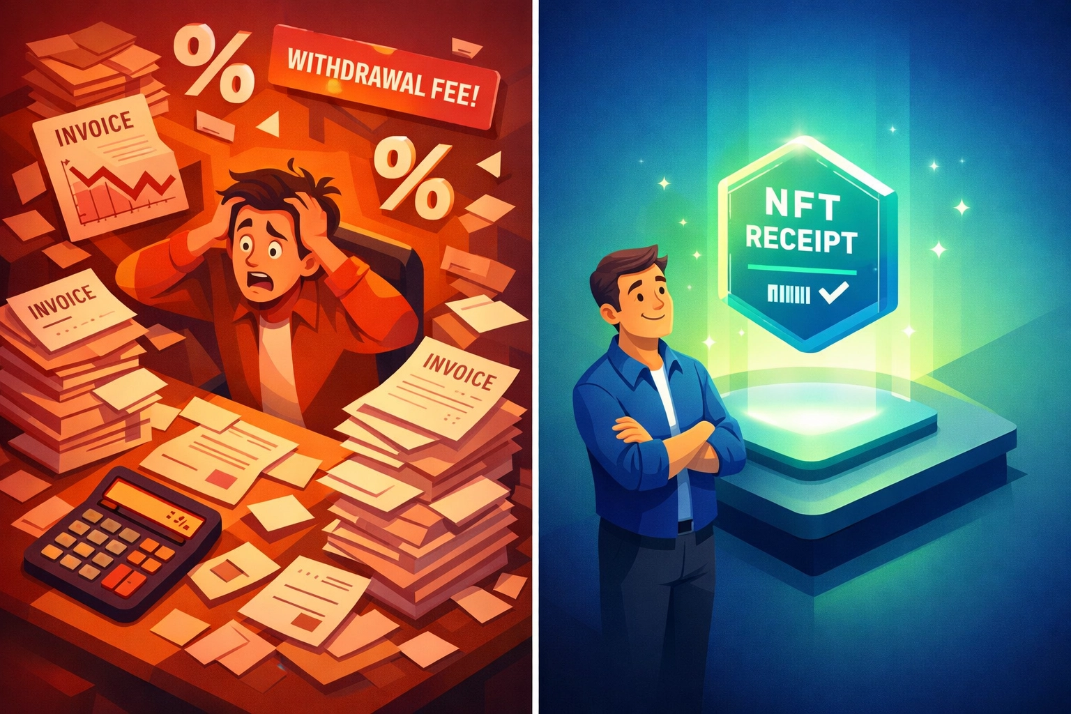 Traditional crypto payment fees versus simplified receivables token solution