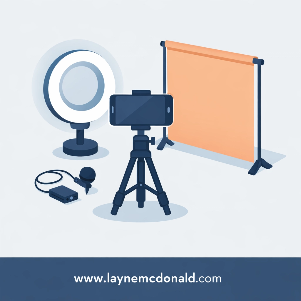 Simple video recording setup with smartphone on tripod and ring light for Christian content creators