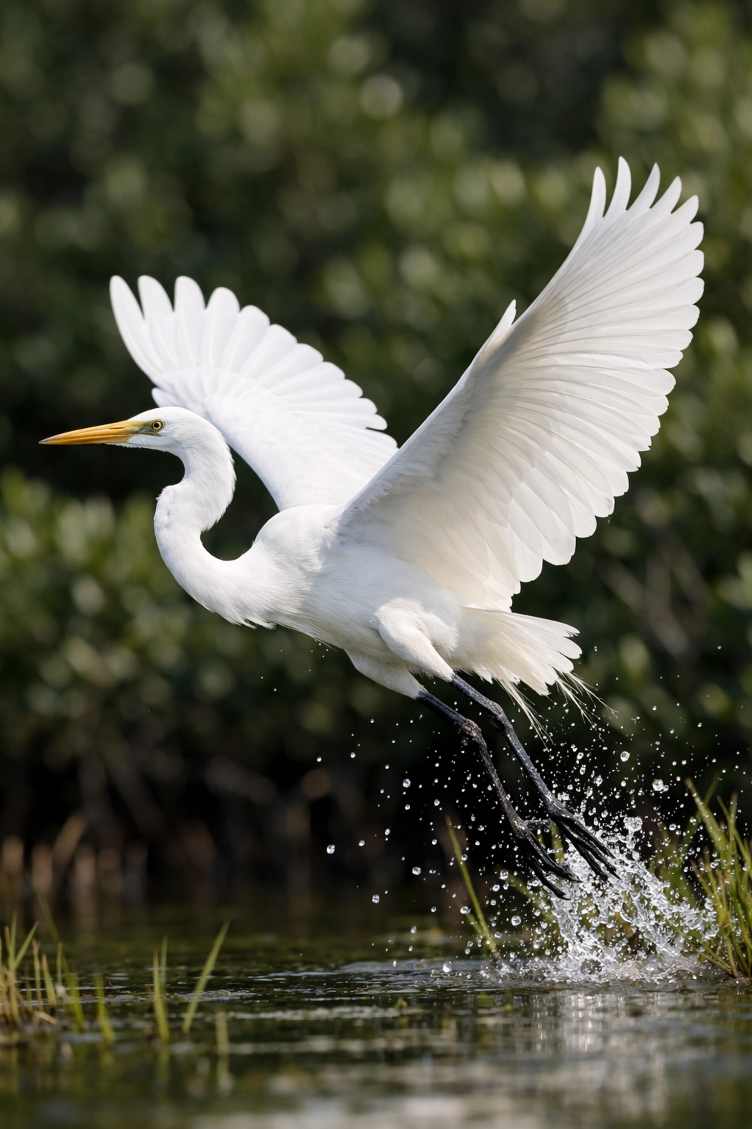 Great Egret bird photography action shot captured during an Everglades wildlife tour.