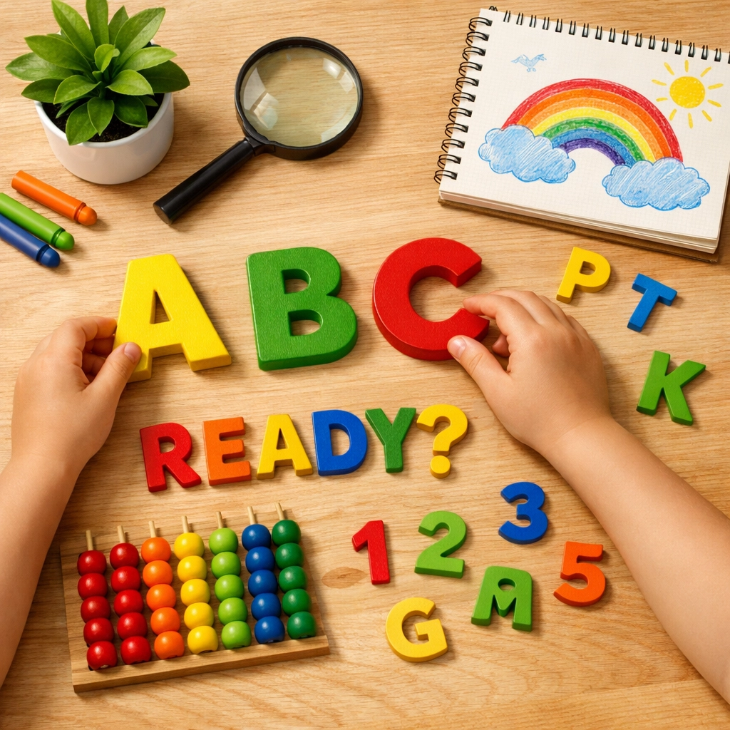 Educational school readiness activities with alphabet letters at Rainbow Hut Early Learning Centre.