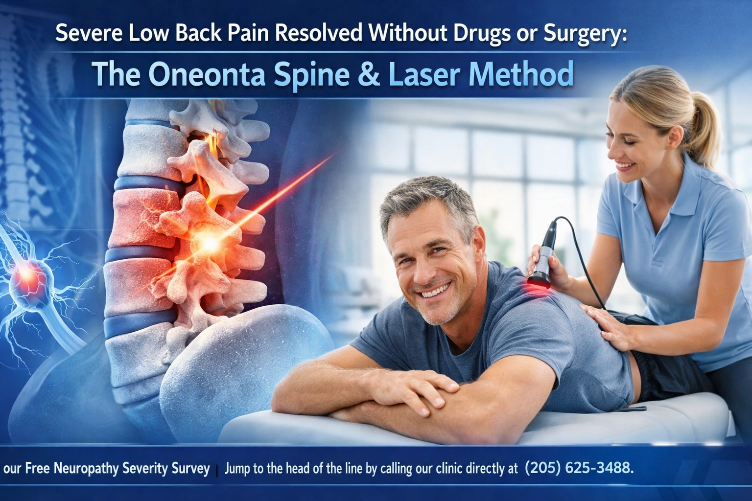 [HERO] Severe Low Back Pain Resolved Without Drugs or Surgery: The Oneonta Spine & Laser Method