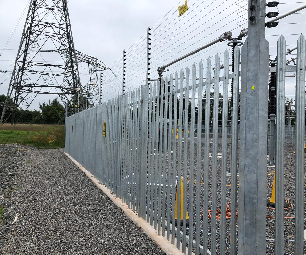 Galvanised steel palisade fencing and perimeter security system