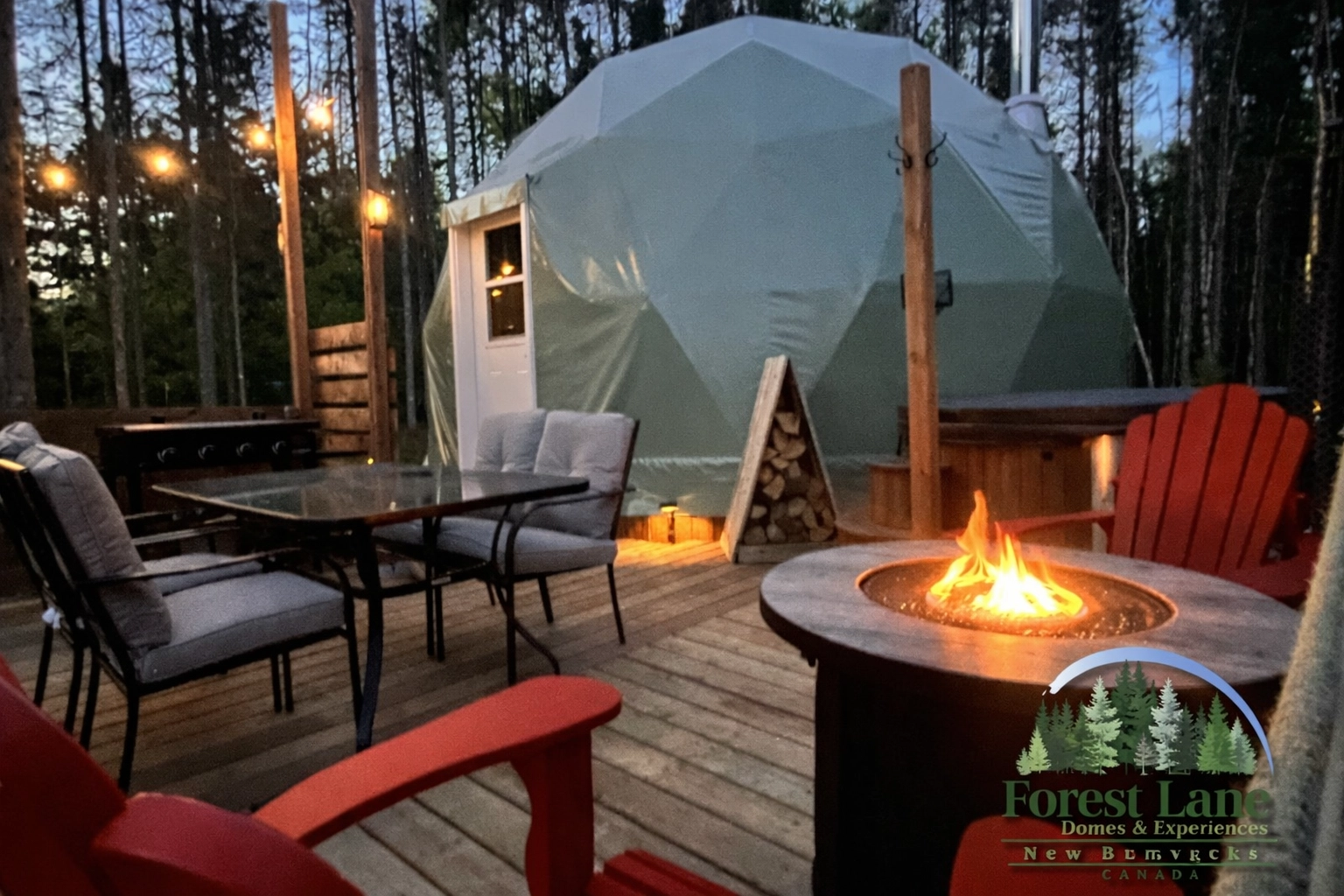 Peaceful forest cabin retreat with Adirondack chairs for a relaxing short vacation getaway