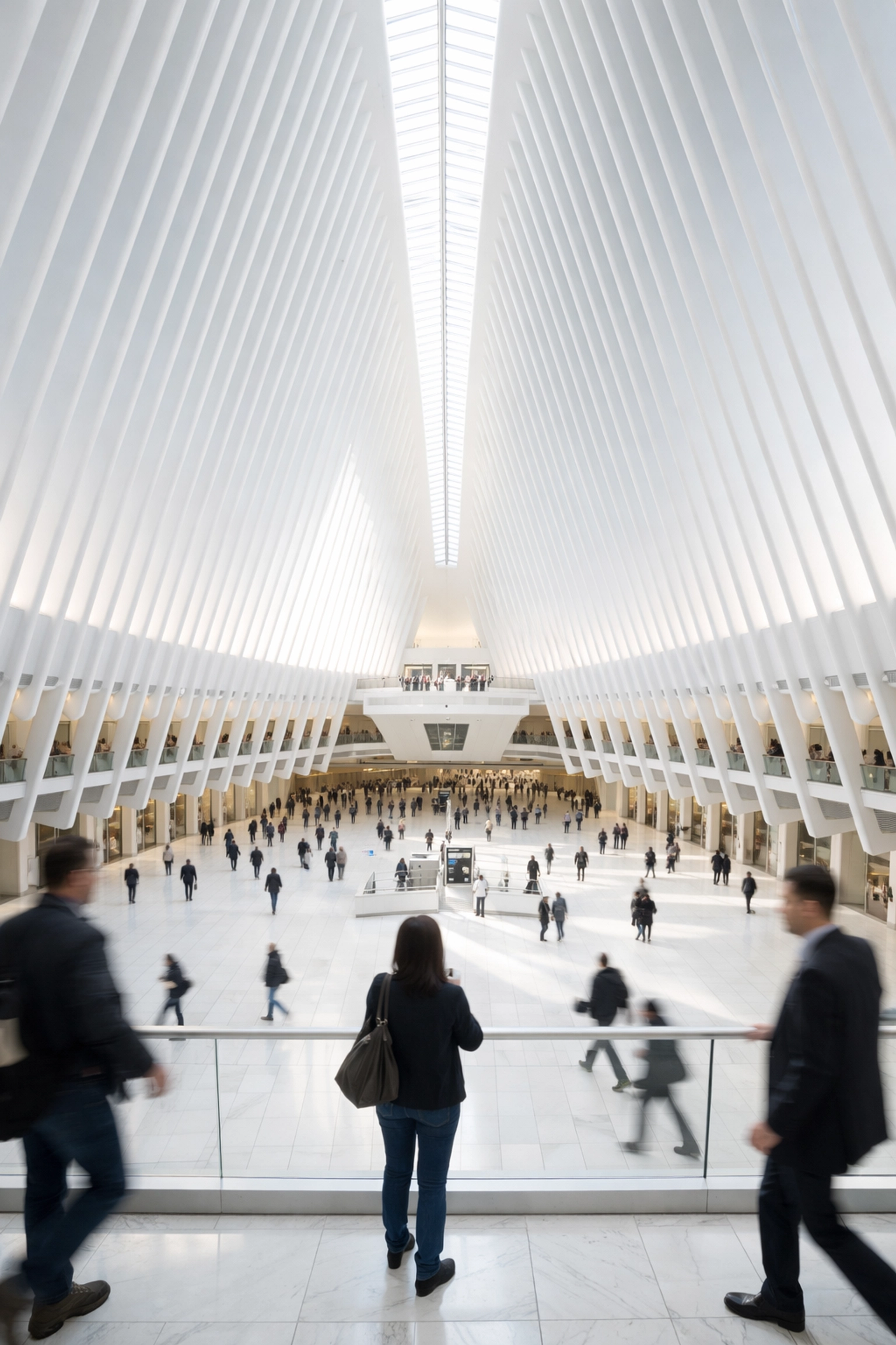 Minimalist interior of the Oculus in Lower Manhattan, a striking choice among New York City photography locations.