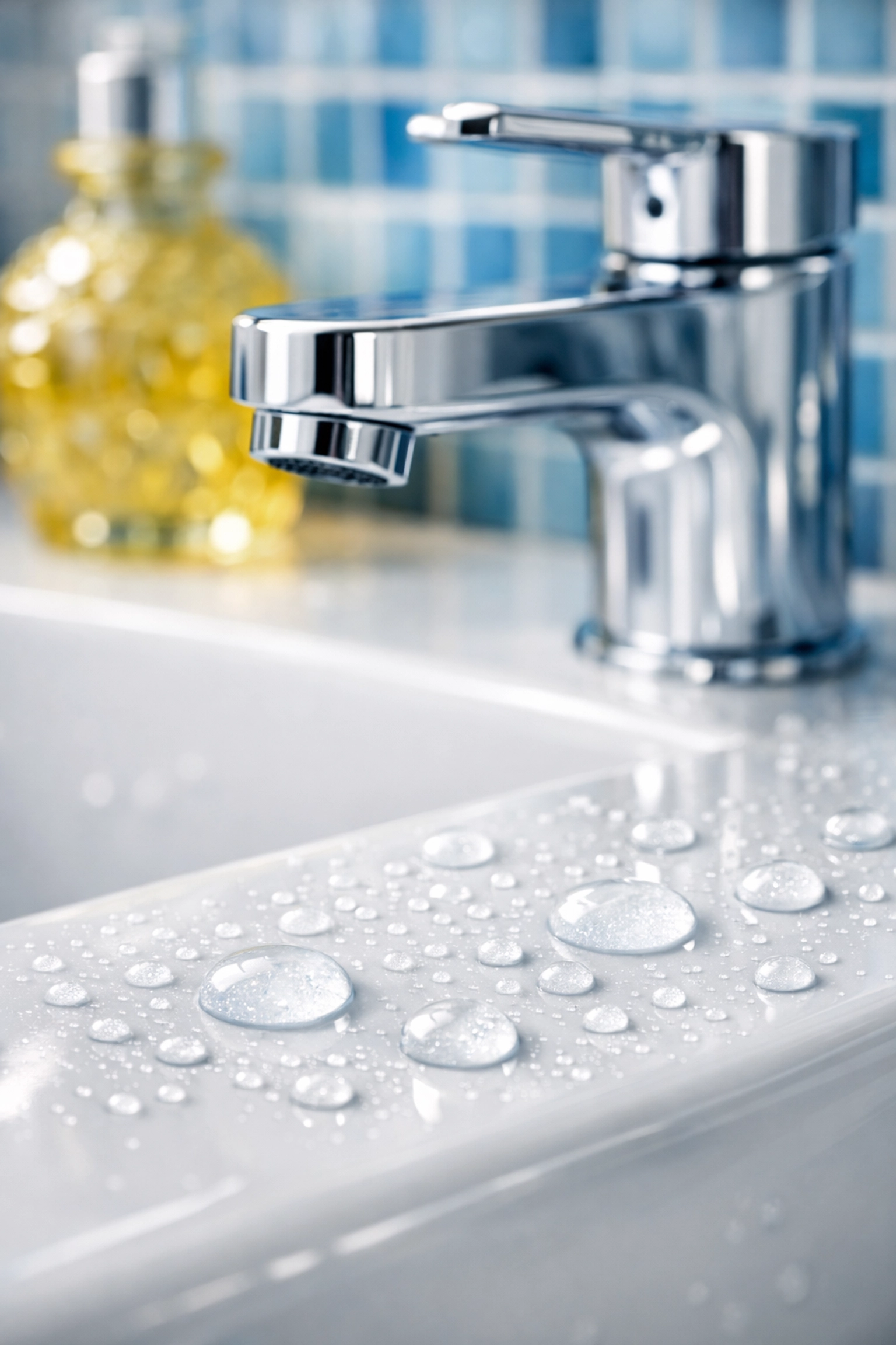 Cleaning solution on a chrome faucet showing dwell time for effective House Cleaning Pepperell MA.