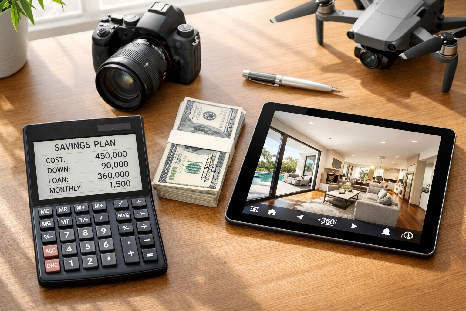 Real estate commission savings calculator with virtual tour technology and premium marketing tools