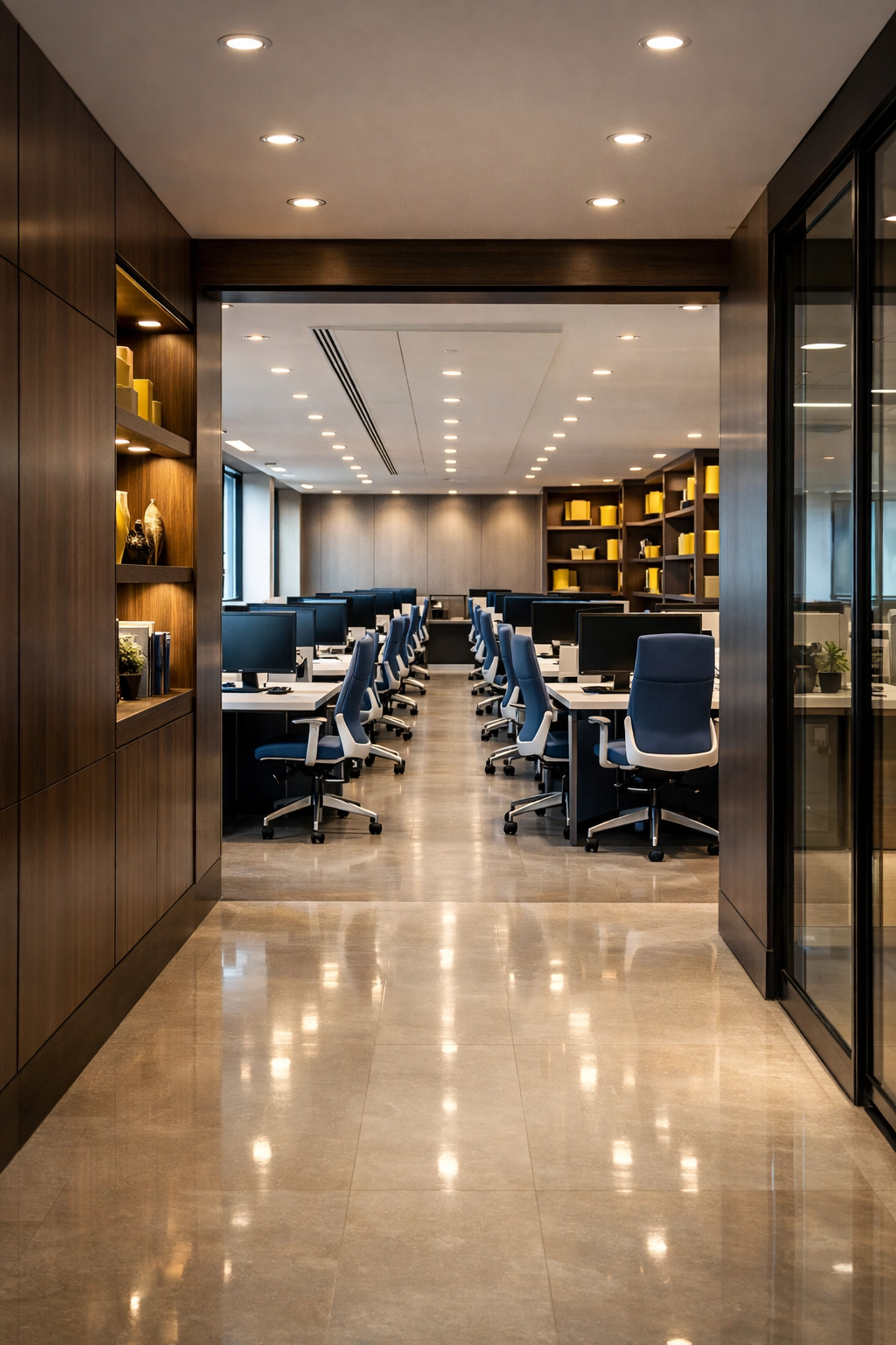 A perfectly clean open-plan office in Stow, MA, highlighting the value of a professional business space.