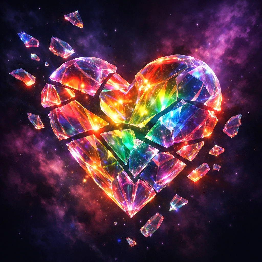 Rainbow heart healing and reconstructing symbolizing LGBTQ+ resilience and queer community strength