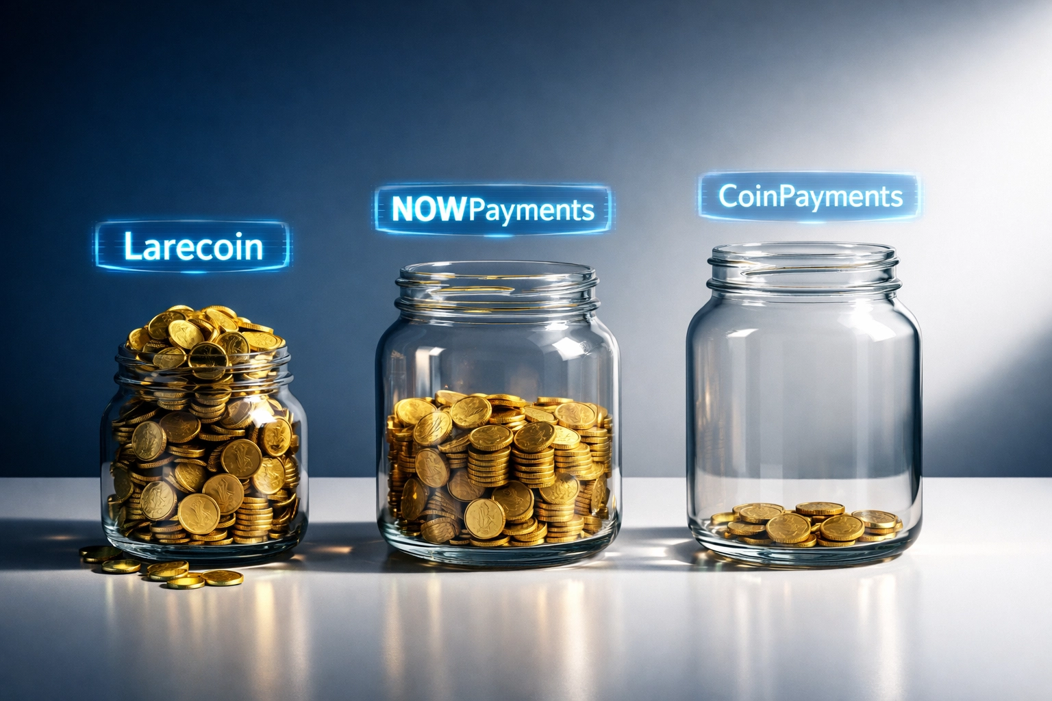 Merchant fee comparison showing Larecoin, NOWPayments, and CoinPayments cost differences